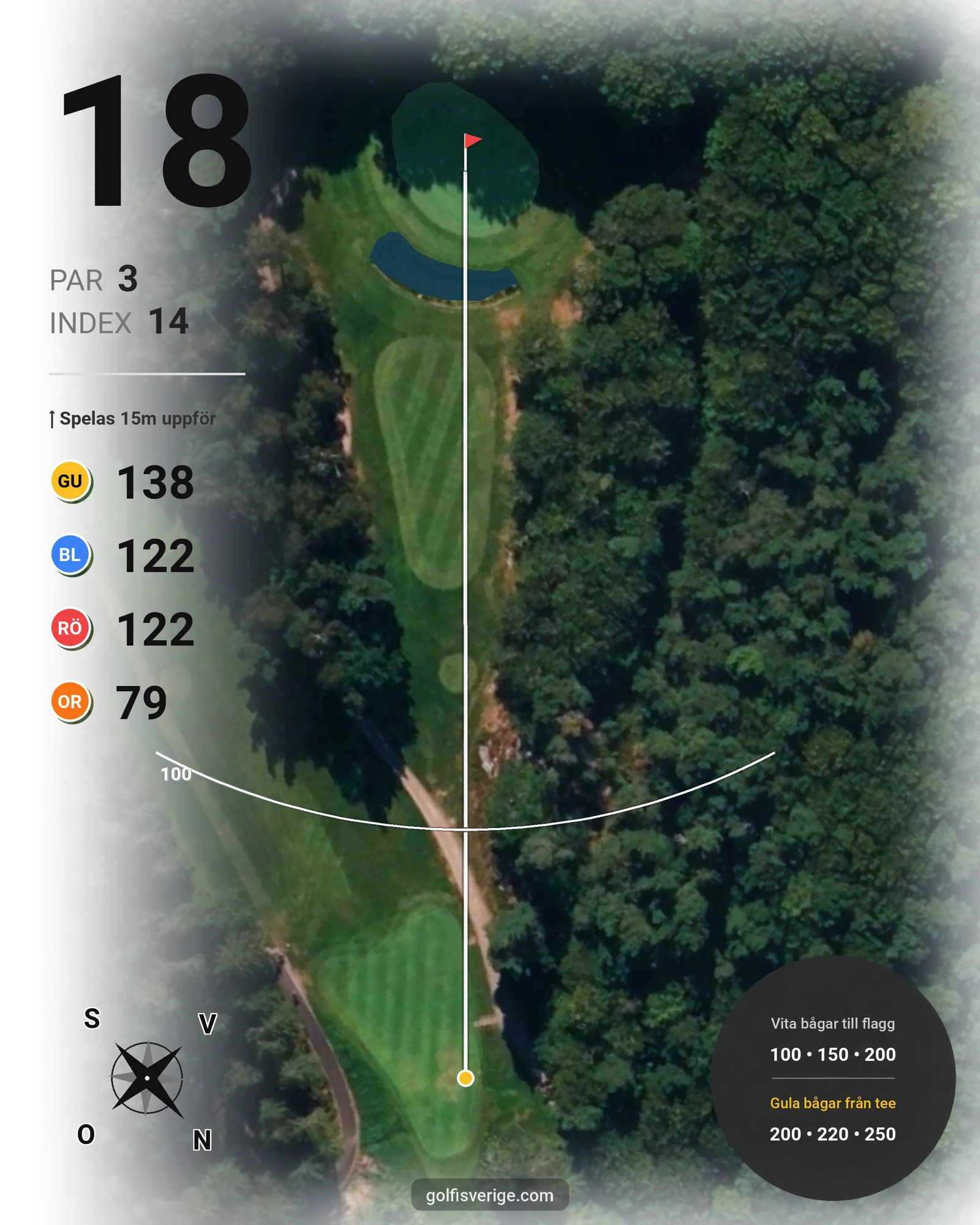 Banguide 9-hålsbanan på Gullbringa Golf & Country Club - Hål 18 karta