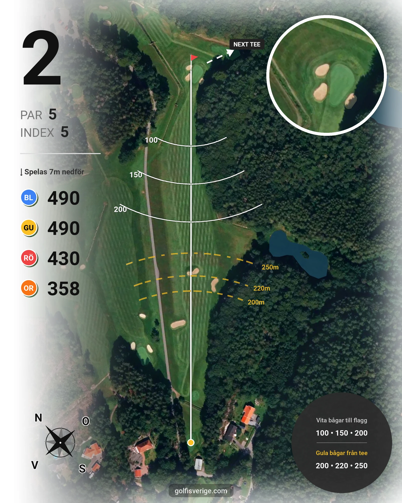 Banguide 18-hålsbanan på Gullbringa Golf & Country Club - Hål 2 karta