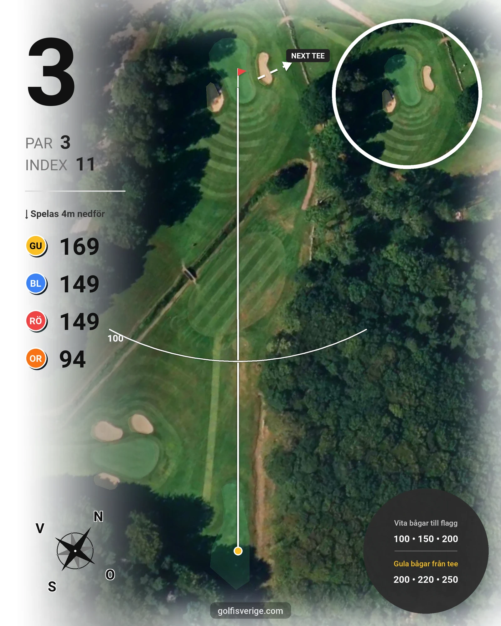 Banguide 18-hålsbanan på Gullbringa Golf & Country Club - Hål 3 karta
