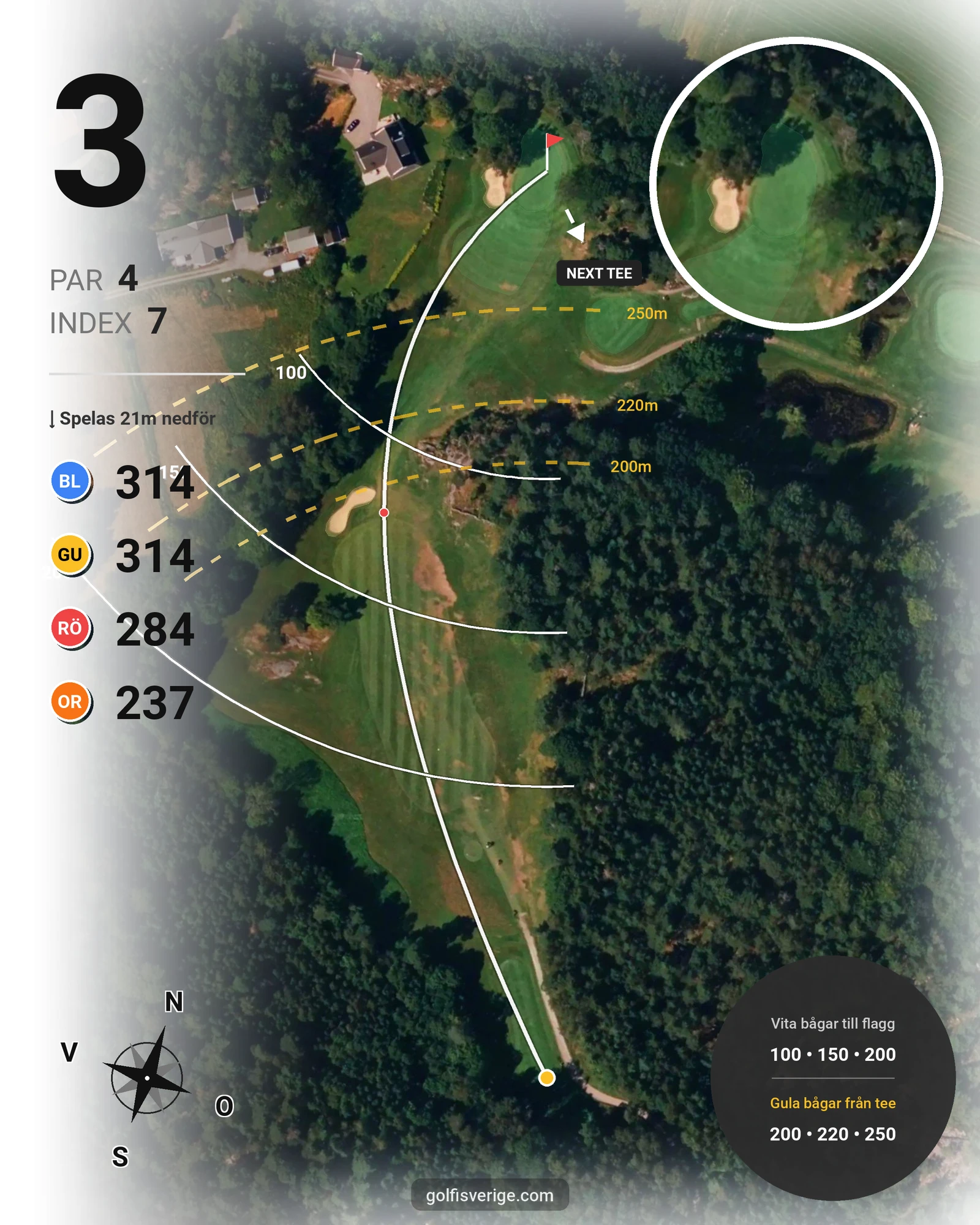 Banguide 18-hålsbanan på Gullbringa Golf & Country Club - Hål 3 karta