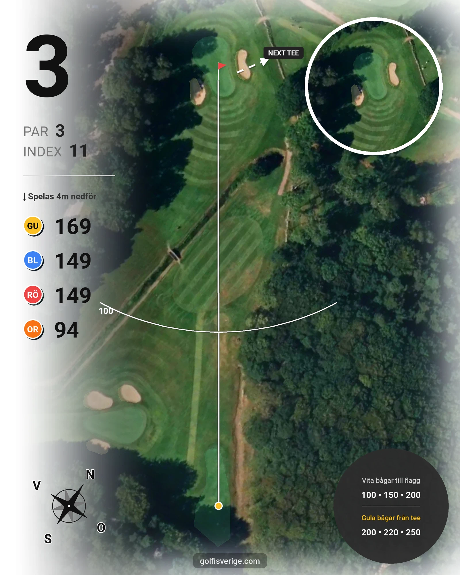 Banguide 9-hålsbanan på Gullbringa Golf & Country Club - Hål 3 karta