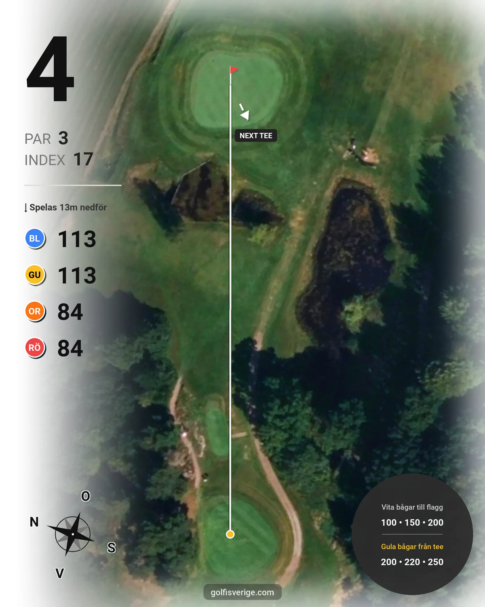 Banguide 18-hålsbanan på Gullbringa Golf & Country Club - Hål 4 karta