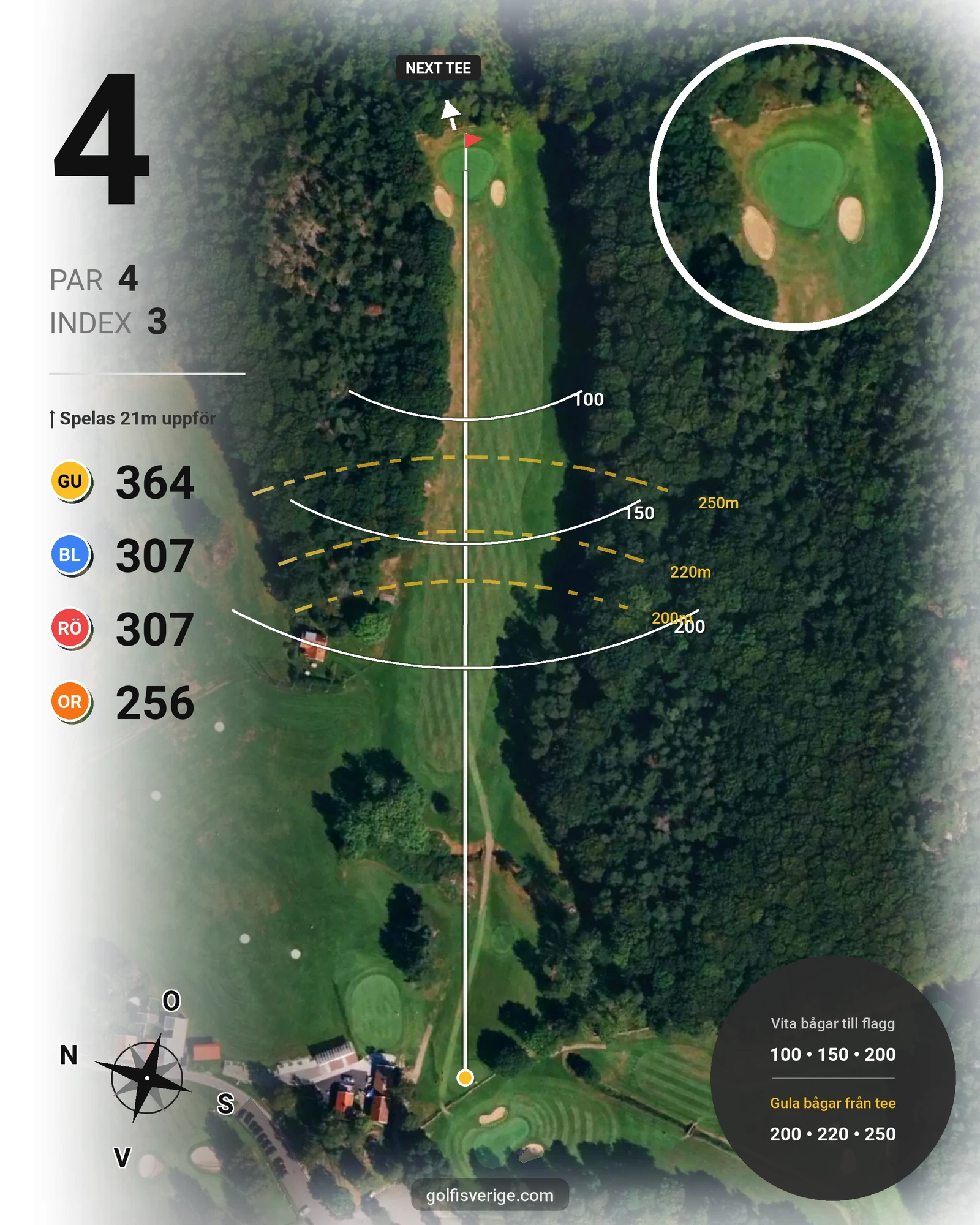Banguide 9-hålsbanan på Gullbringa Golf & Country Club - Hål 4 karta
