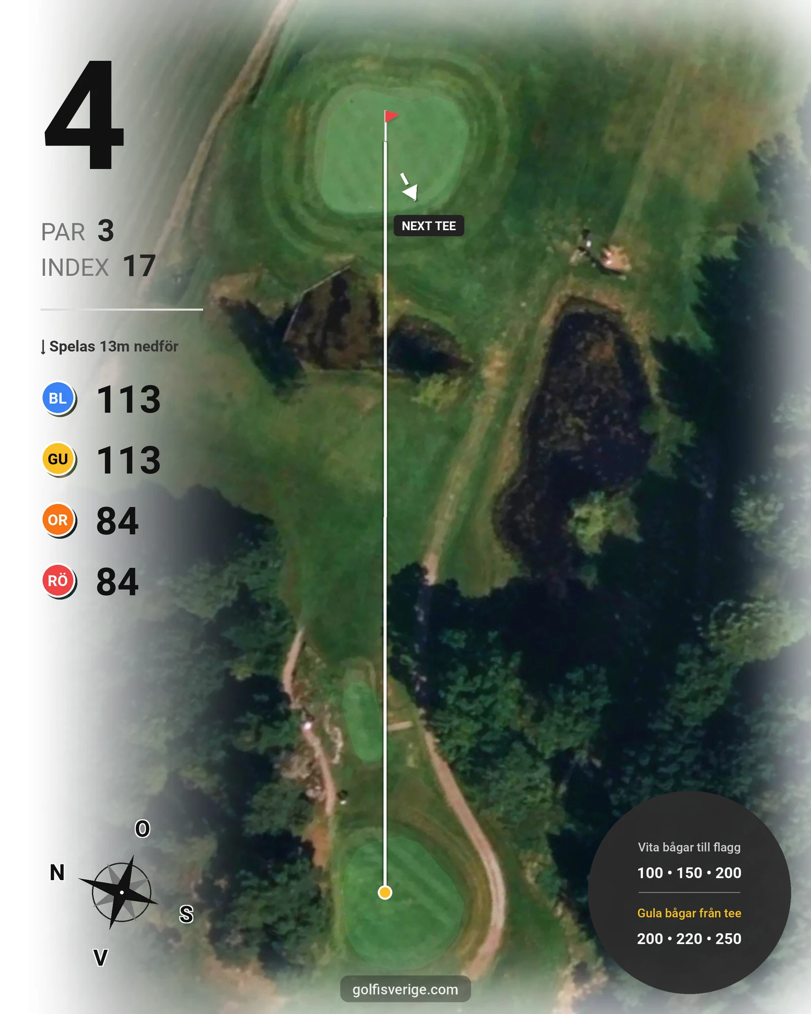 Banguide 9-hålsbanan på Gullbringa Golf & Country Club - Hål 4 karta