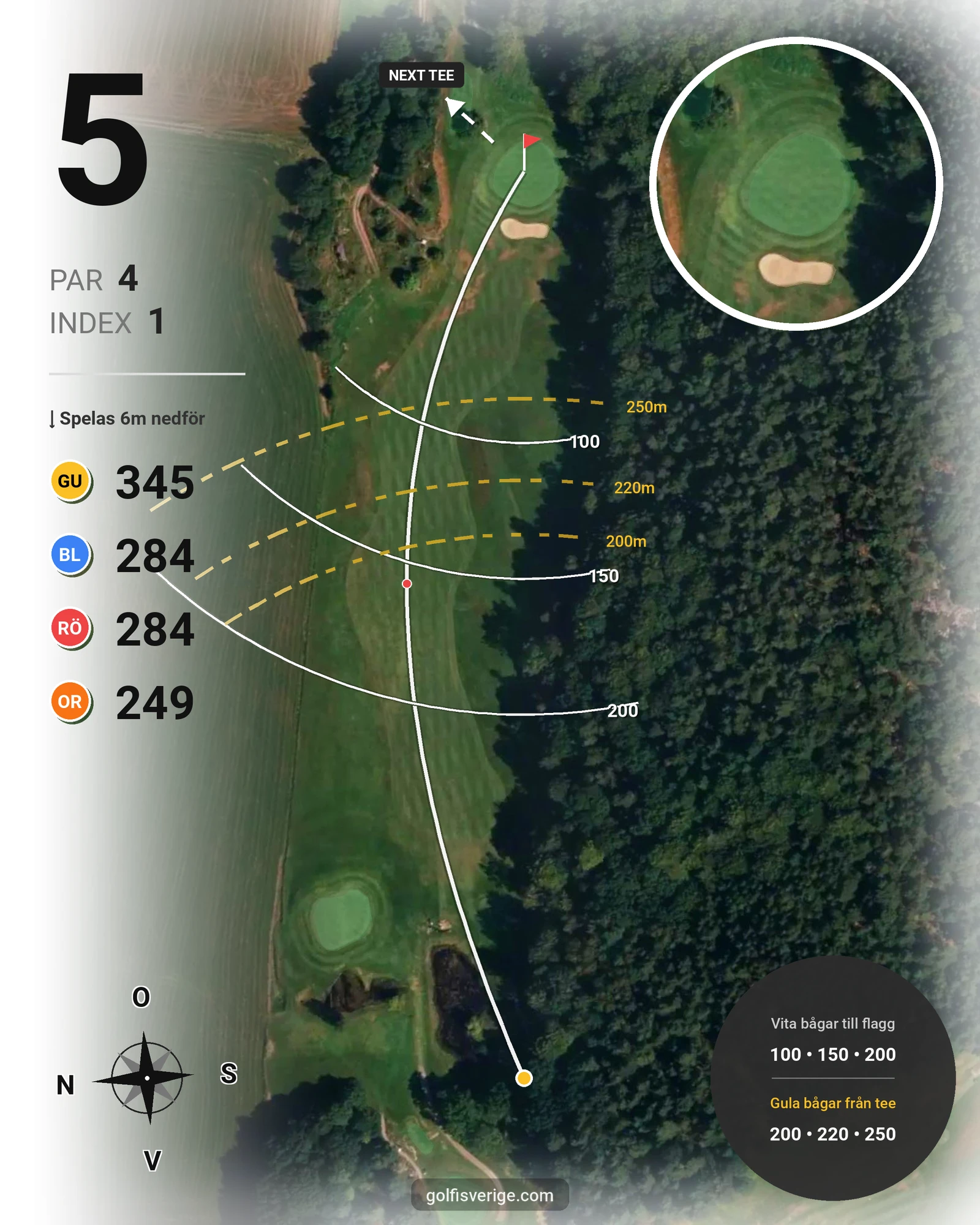 Banguide 18-hålsbanan på Gullbringa Golf & Country Club - Hål 5 karta