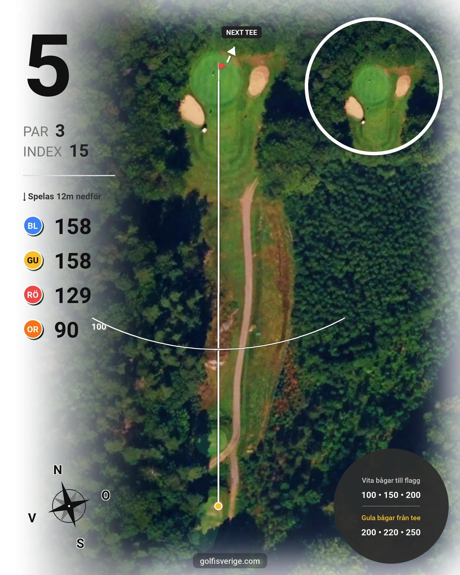 Banguide 9-hålsbanan på Gullbringa Golf & Country Club - Hål 5 karta