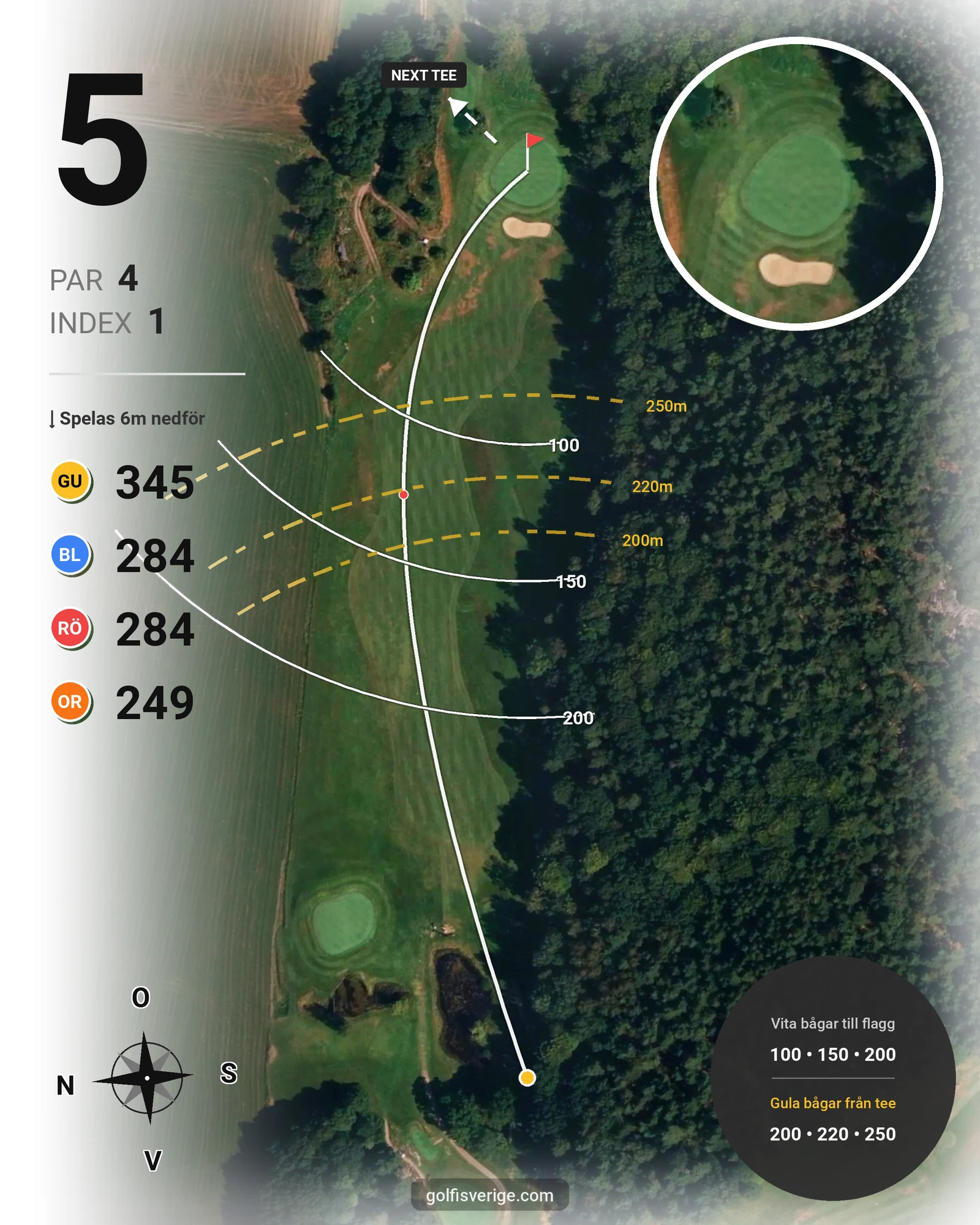 Banguide 9-hålsbanan på Gullbringa Golf & Country Club - Hål 5 karta