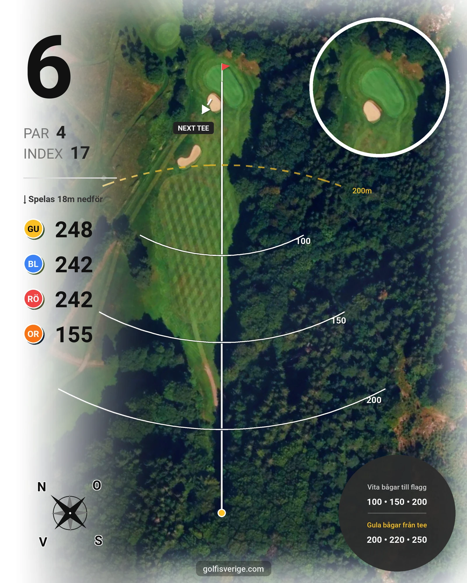 Banguide 18-hålsbanan på Gullbringa Golf & Country Club - Hål 6 karta