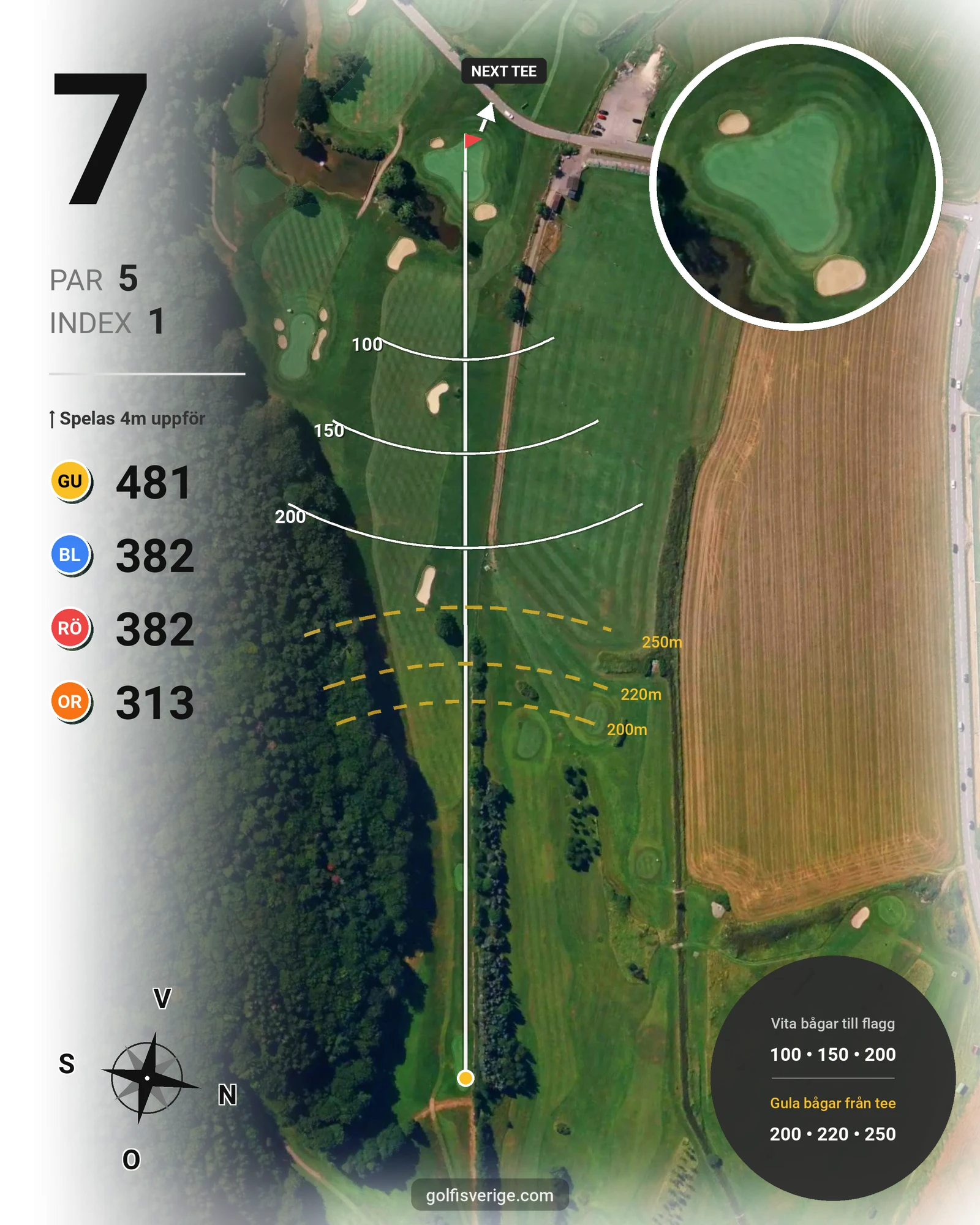 Banguide 18-hålsbanan på Gullbringa Golf & Country Club - Hål 7 karta