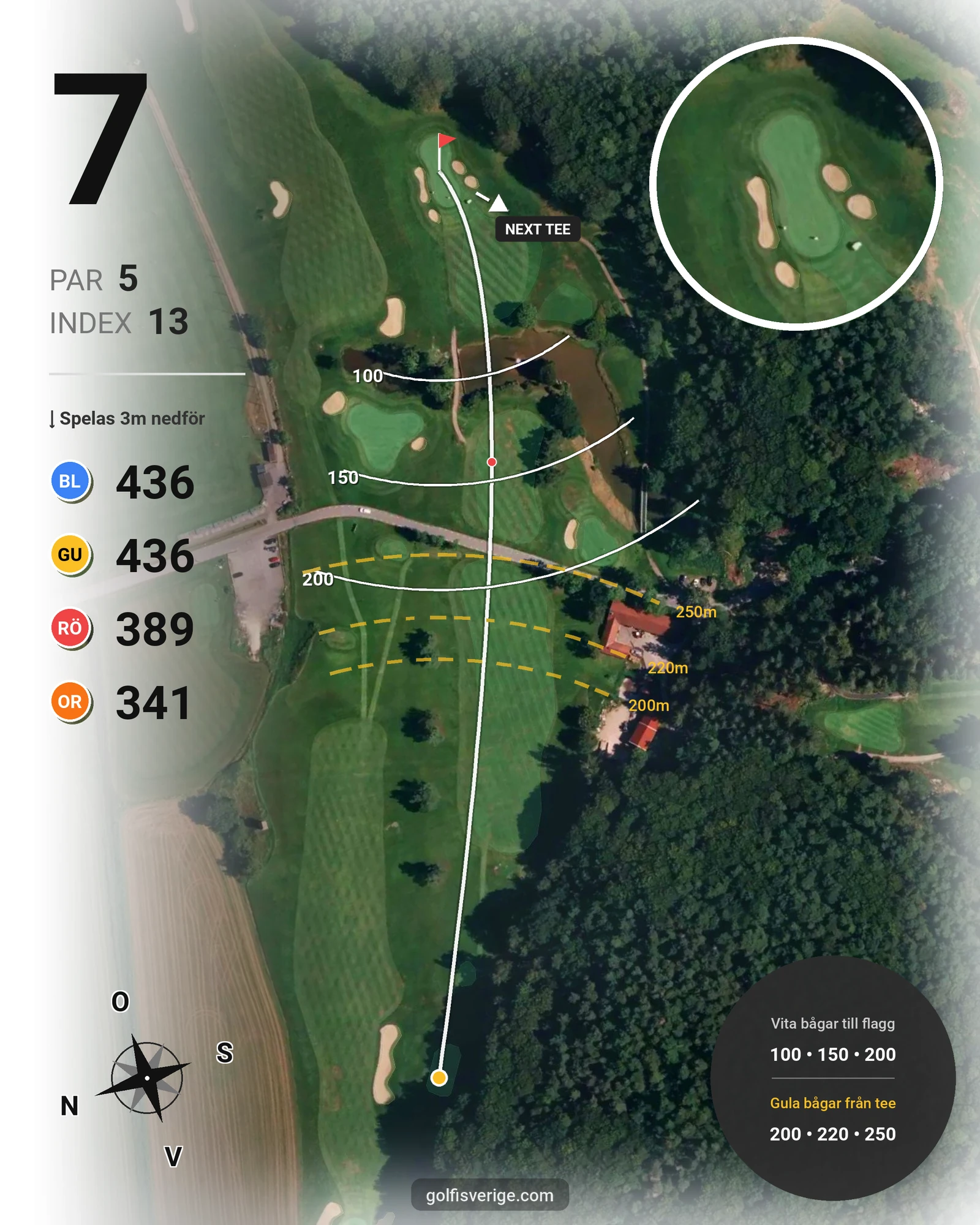 Banguide 18-hålsbanan på Gullbringa Golf & Country Club - Hål 7 karta
