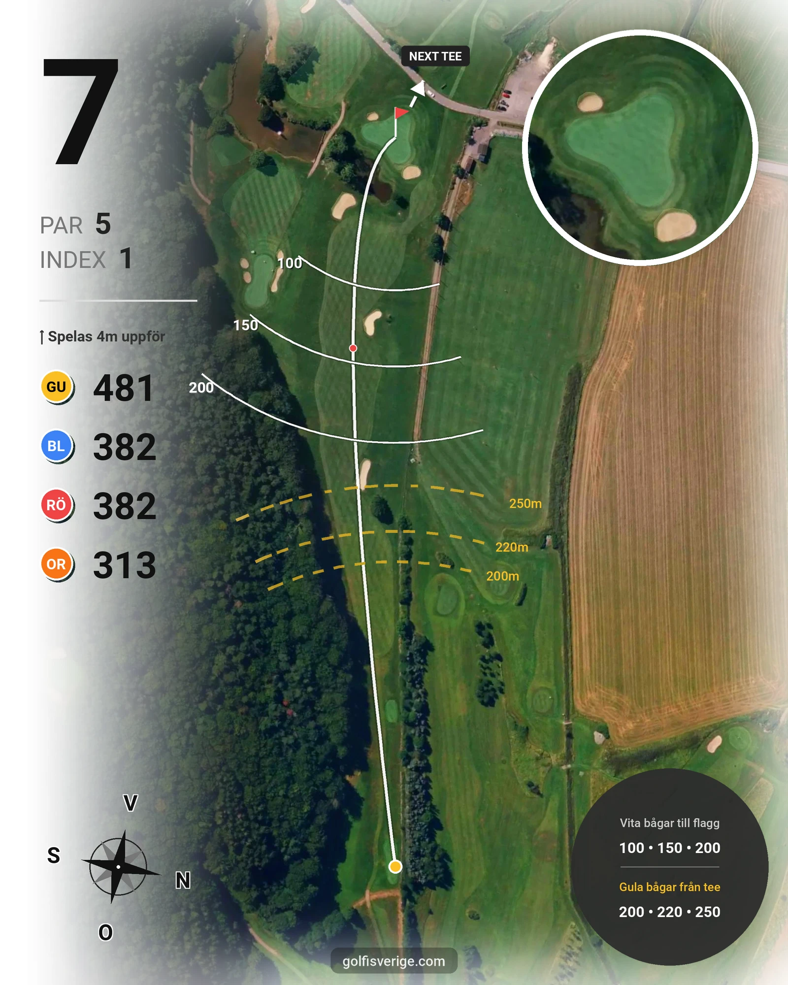 Banguide 9-hålsbanan på Gullbringa Golf & Country Club - Hål 7 karta