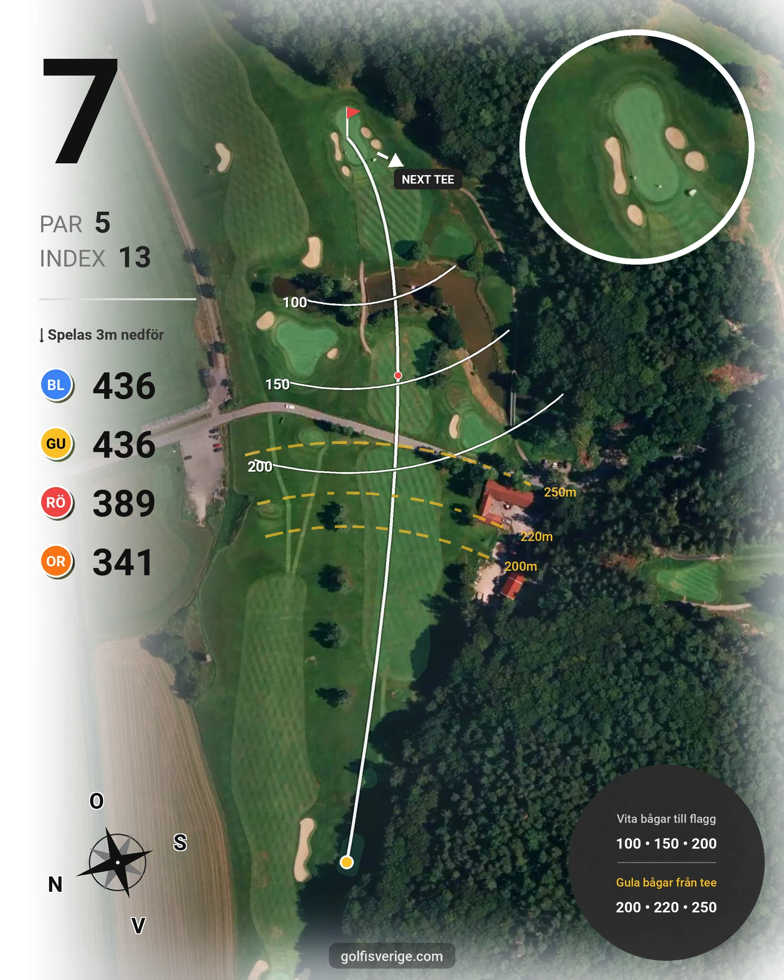Banguide 9-hålsbanan på Gullbringa Golf & Country Club - Hål 7 karta