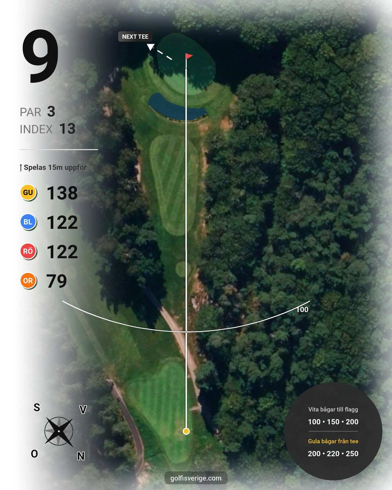 Banguide 9-hålsbanan på Gullbringa Golf & Country Club - Hål 9 karta