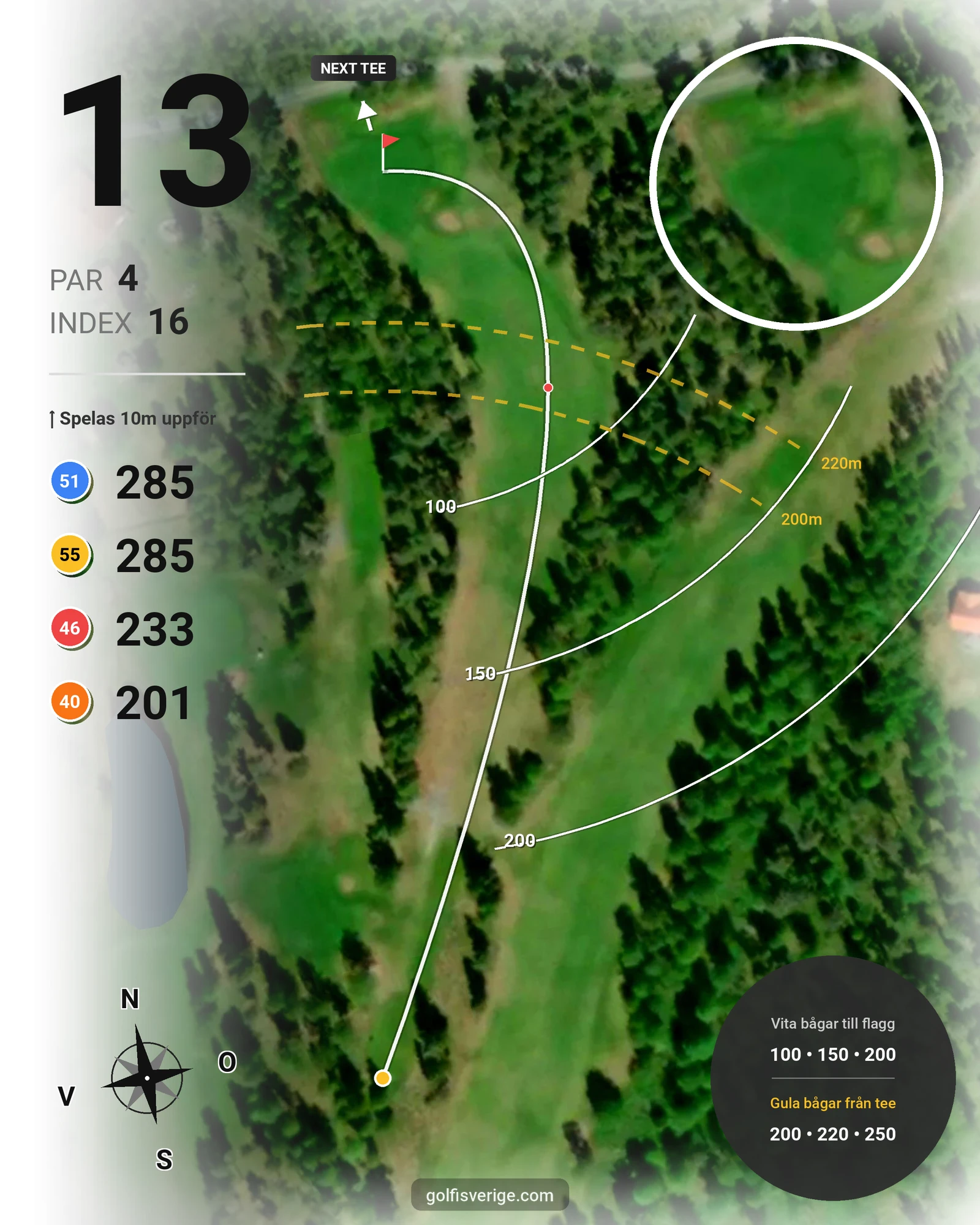 Banguide Hagge GK 1-18 hål 13 karta