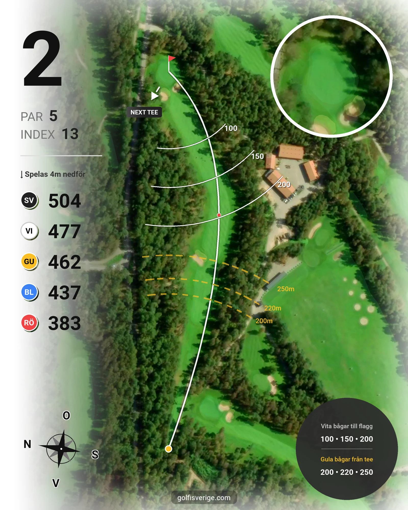 Banguide 2. Norra Banan på Halmstad Golfklubb - Hål 2 karta