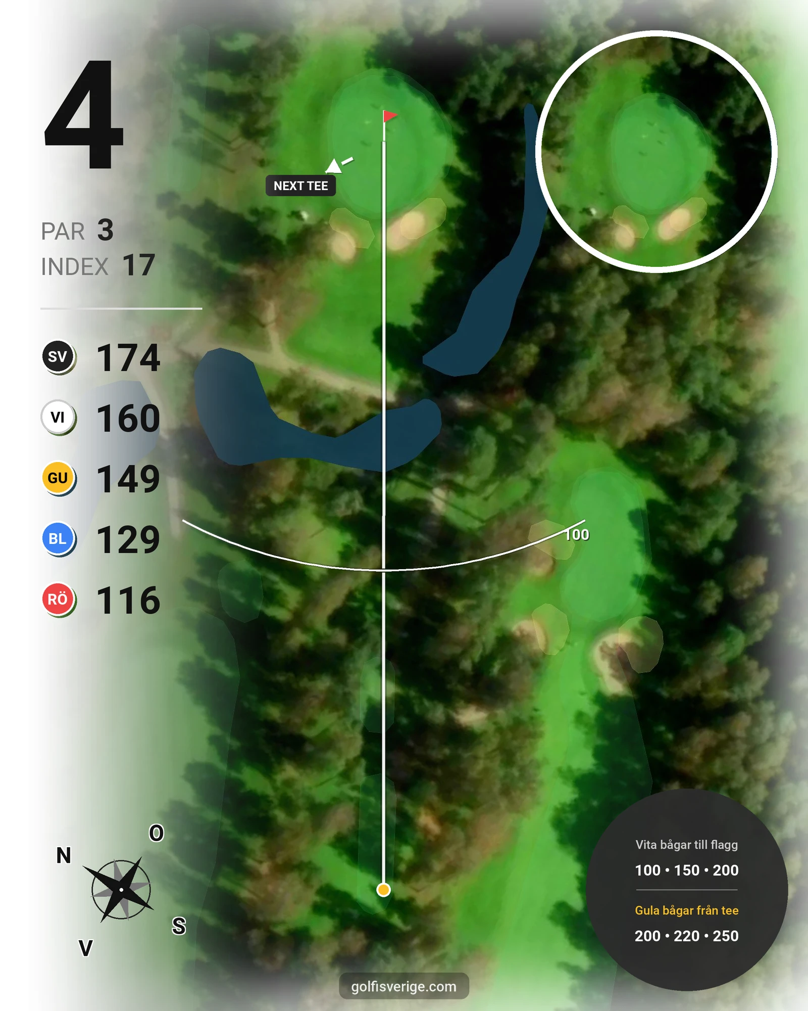 Banguide 2. Norra Banan på Halmstad Golfklubb - Hål 4 karta
