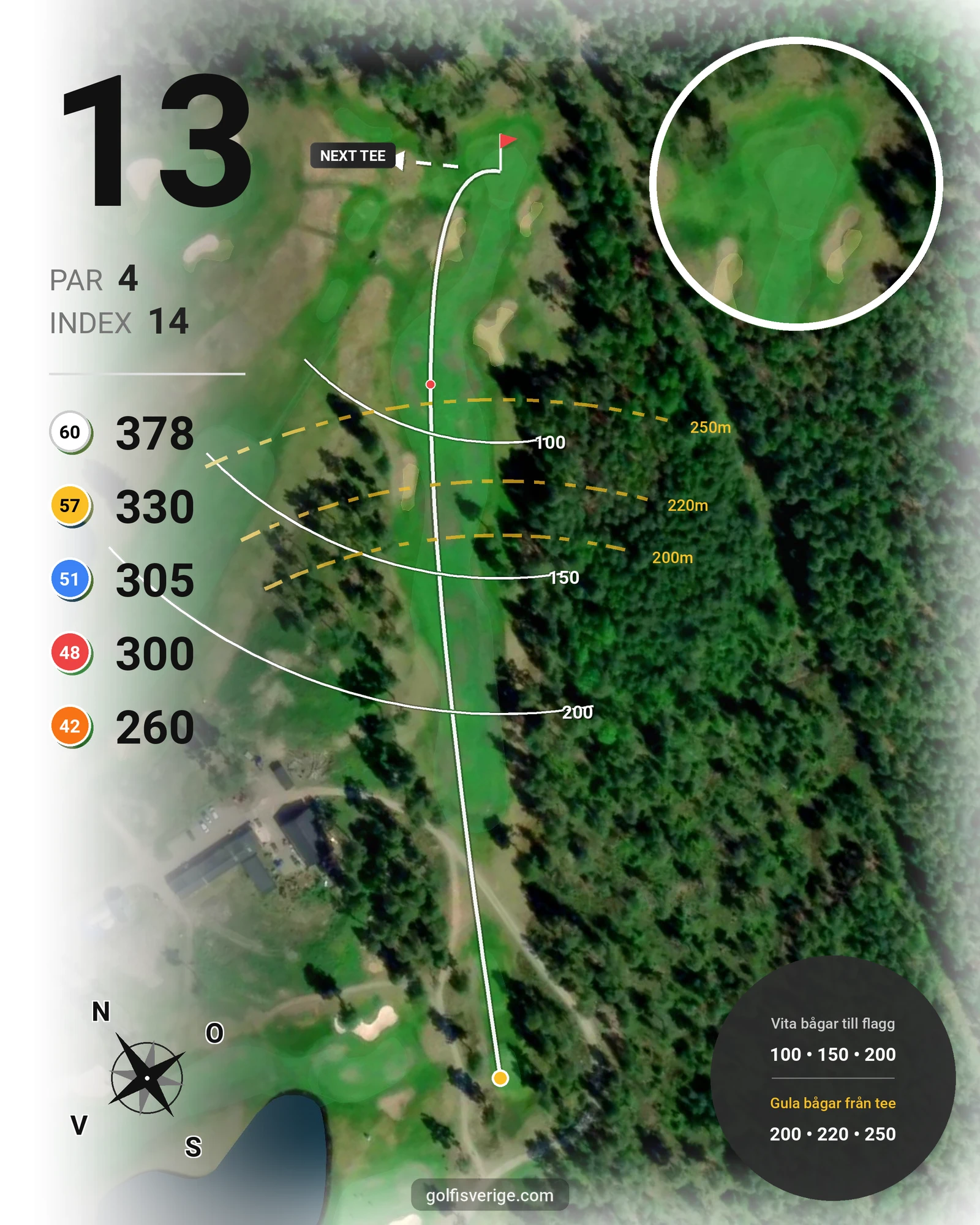 Banguide Hammarö GK 18 hål på Hammarö Golfklubb - Hål 13 karta