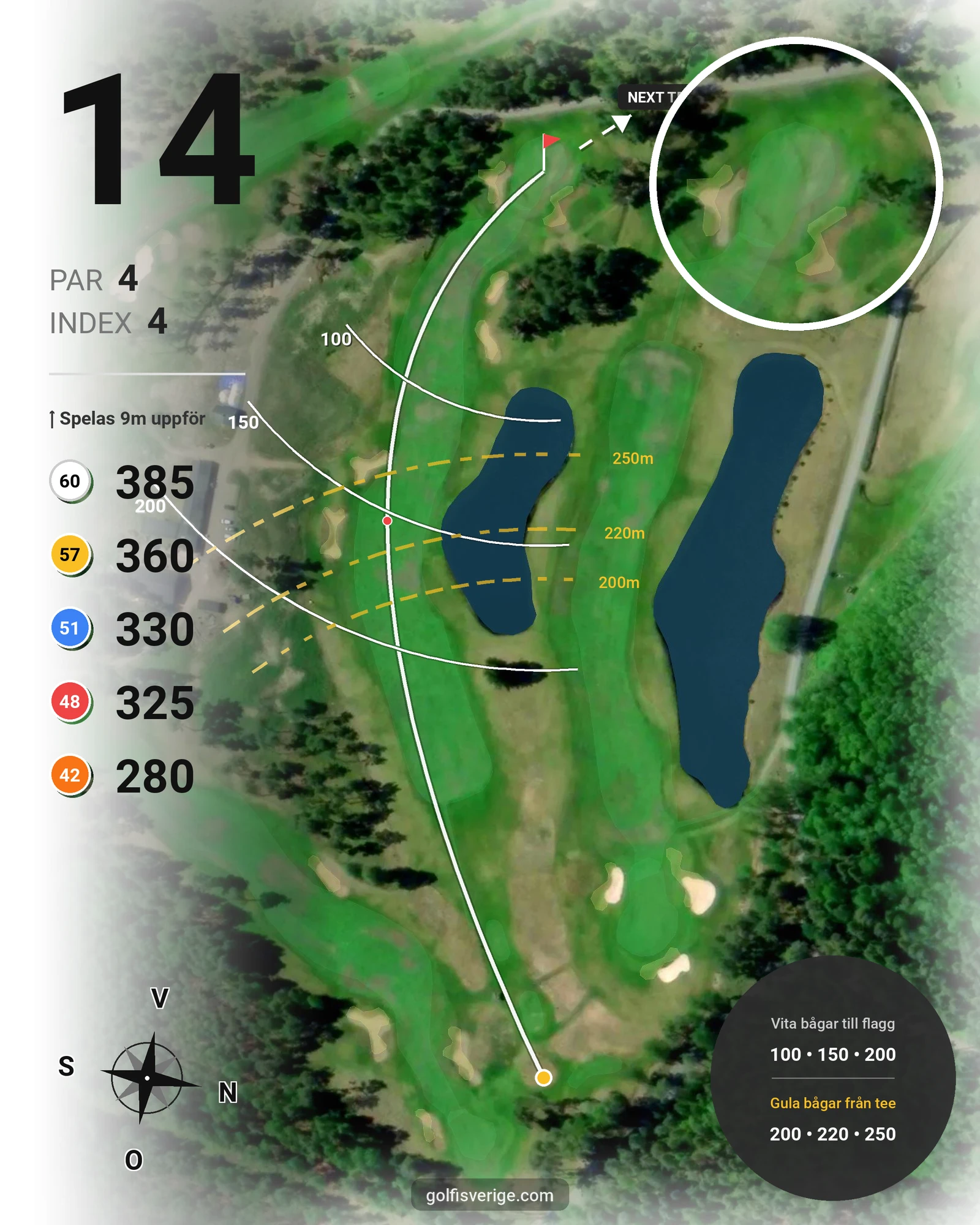 Banguide Hammarö GK 18 hål på Hammarö Golfklubb - Hål 14 karta