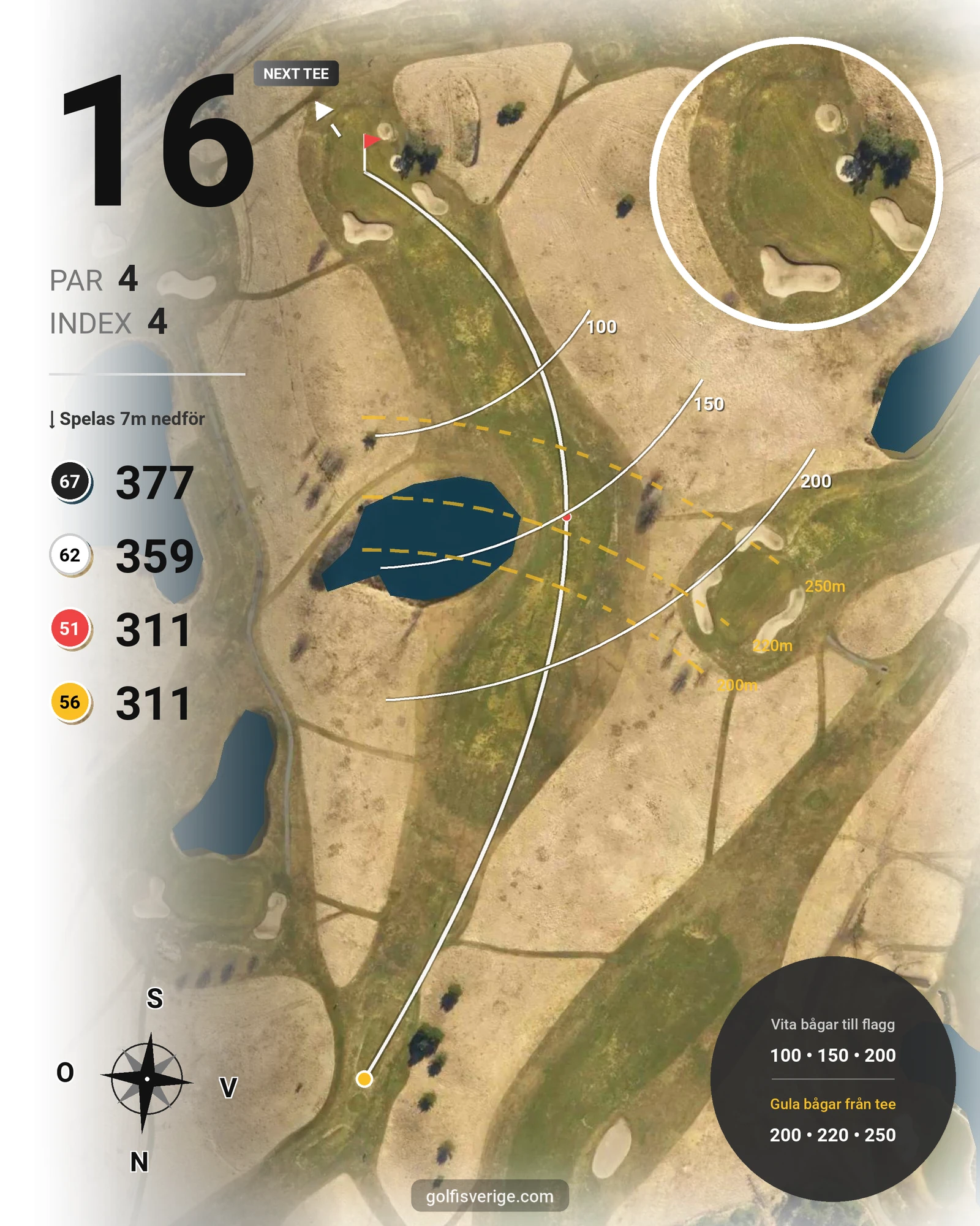 Banguide Ängsbanan (9-hål) på Haninge Golfklubb - Hål 16 karta