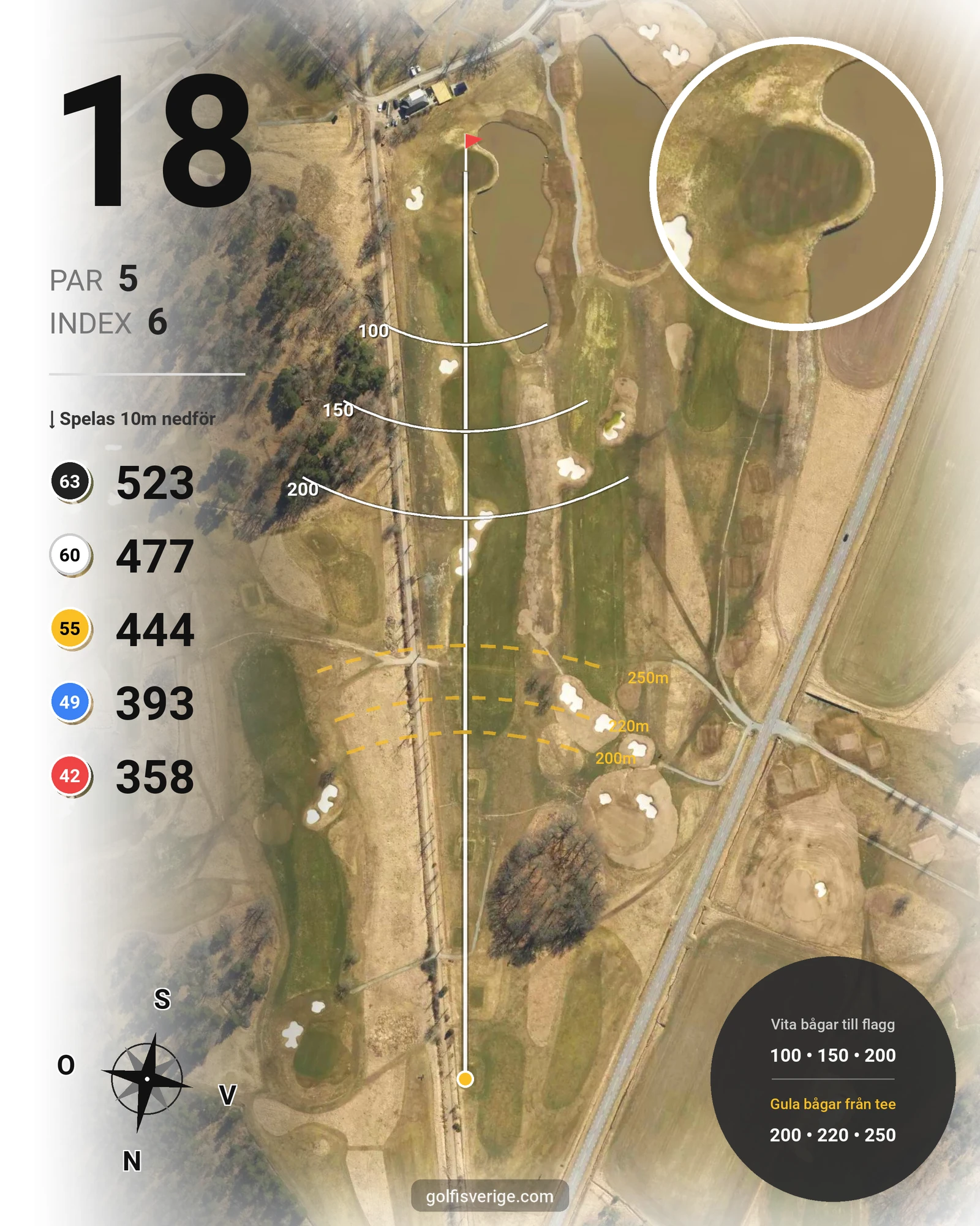 Banguide Slottsbanan på Haninge Golfklubb - Hål 18 karta