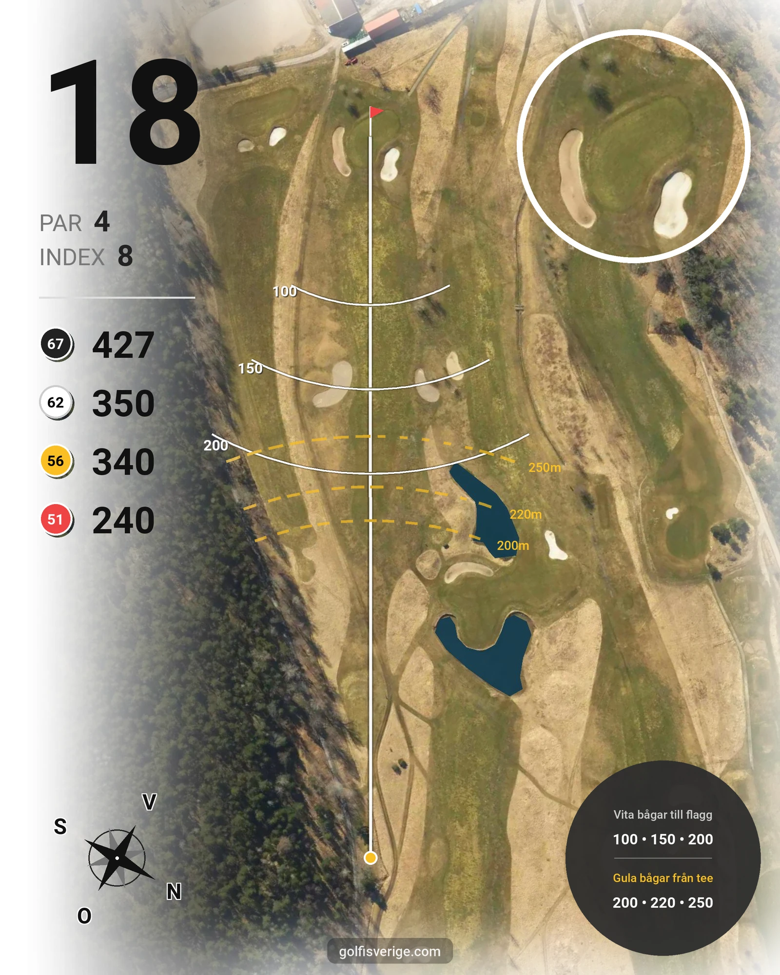 Banguide Ängsbanan (9-hål) på Haninge Golfklubb - Hål 18 karta