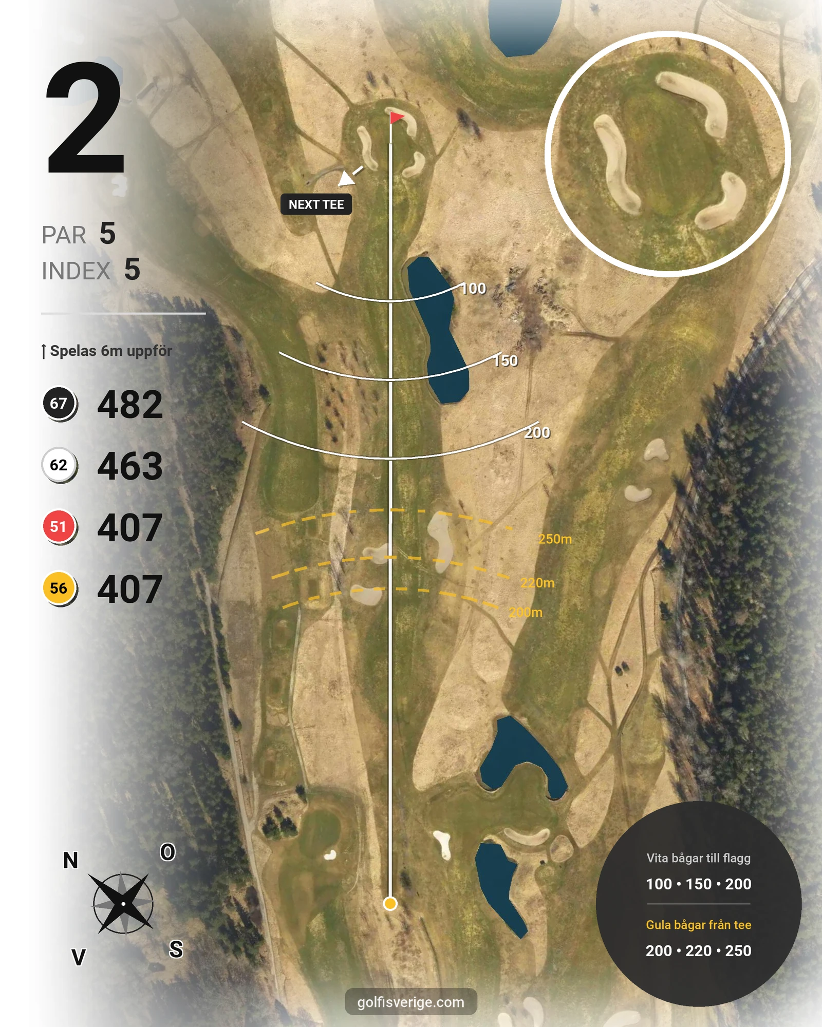 Banguide Ängsbanan (9-hål) på Haninge Golfklubb - Hål 2 karta