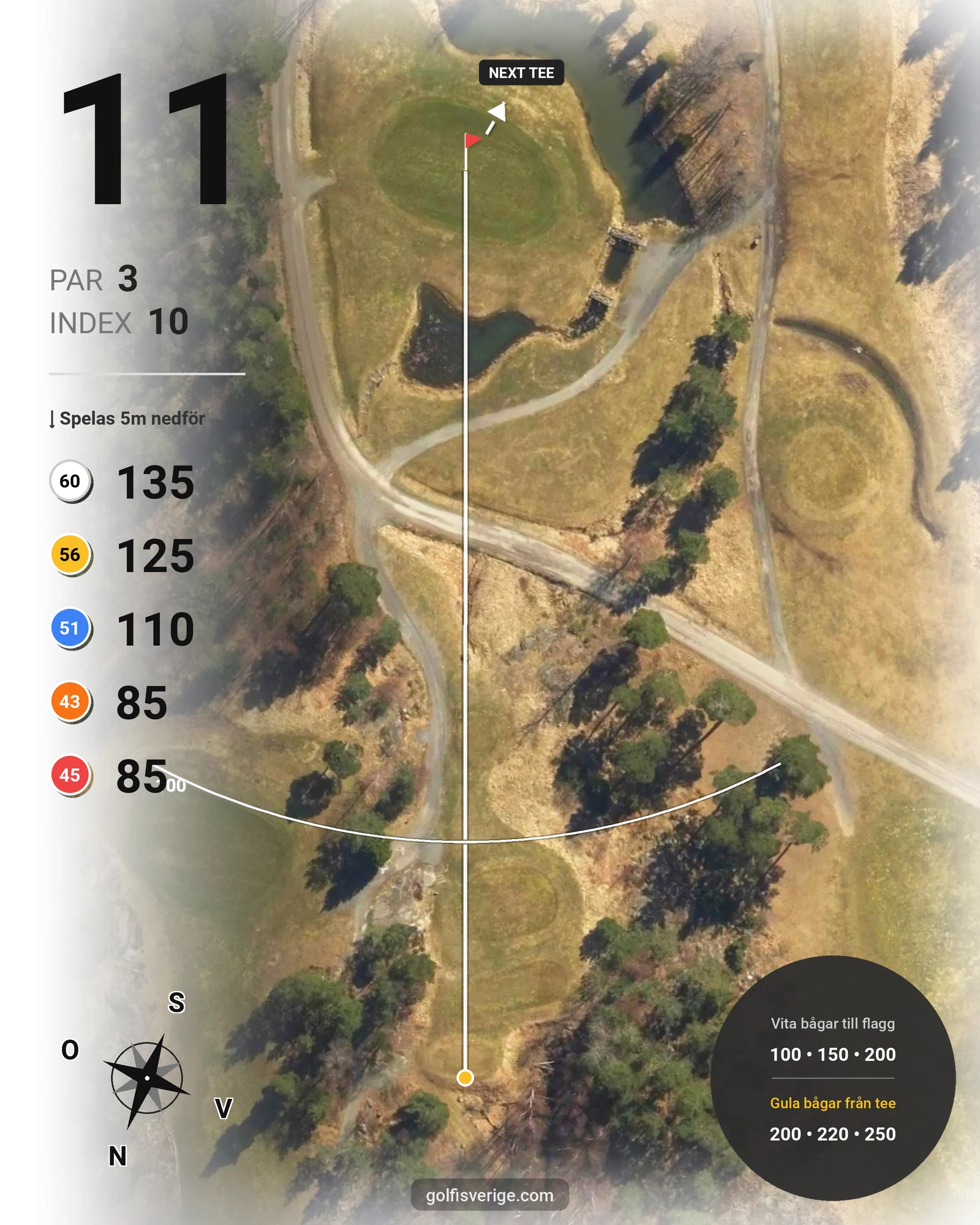 Banguide Strandbanan på HaningeStrand Golfklubb - Hål 11 karta