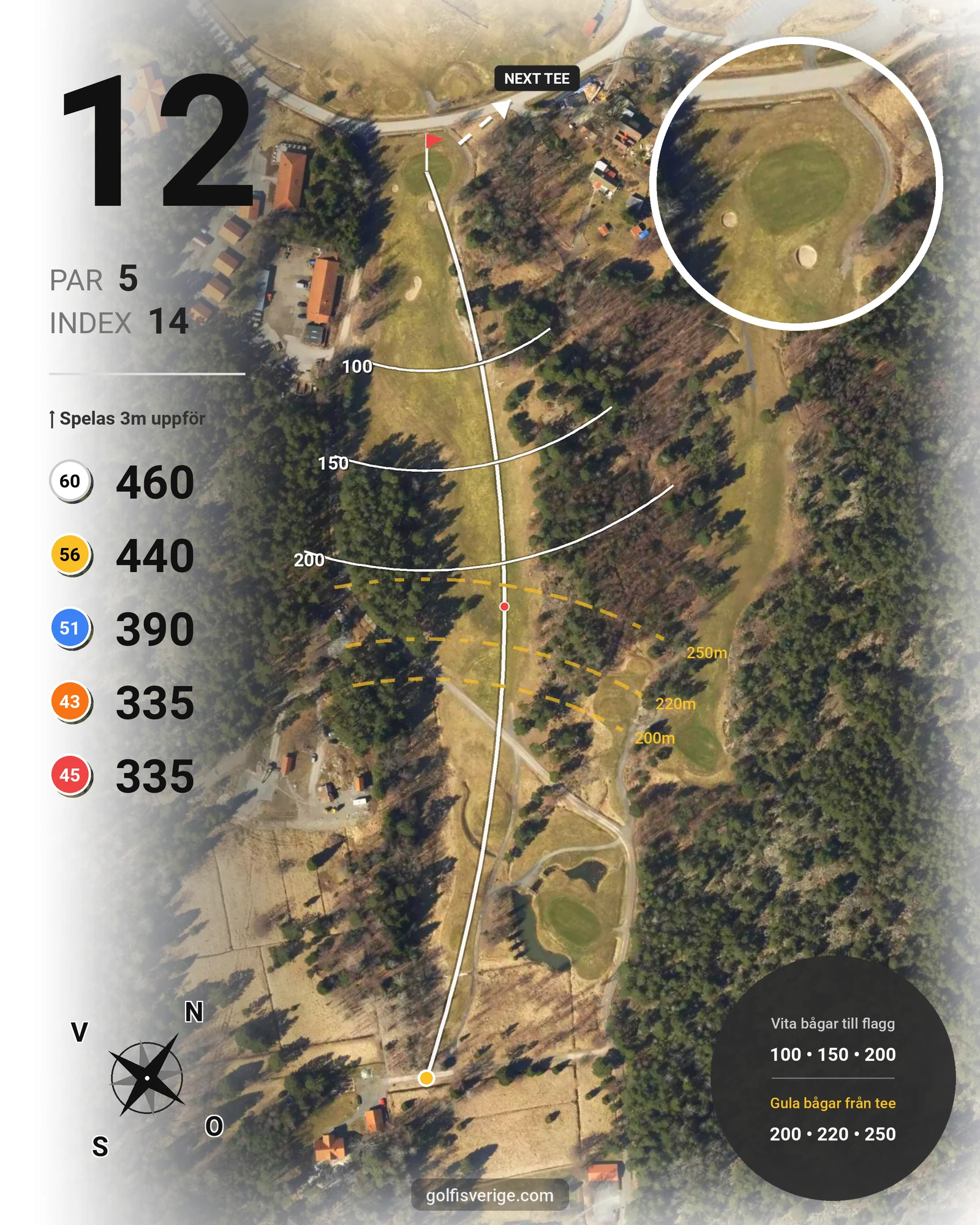 Banguide Strandbanan på HaningeStrand Golfklubb - Hål 12 karta