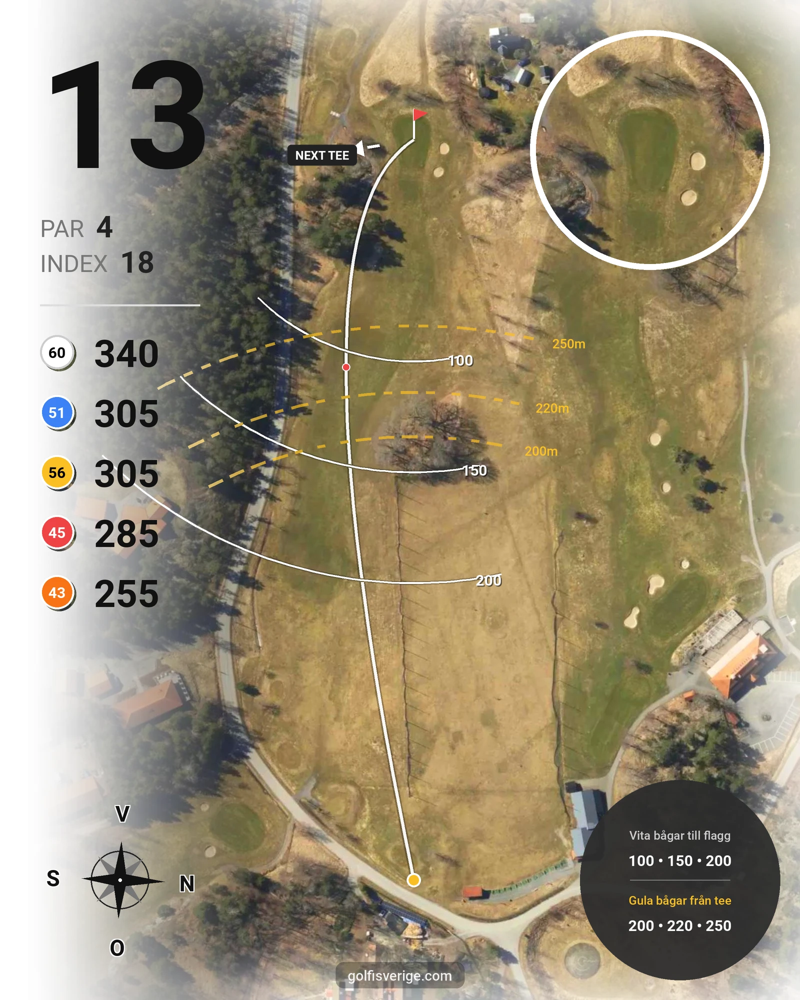 Banguide Strandbanan på HaningeStrand Golfklubb - Hål 13 karta
