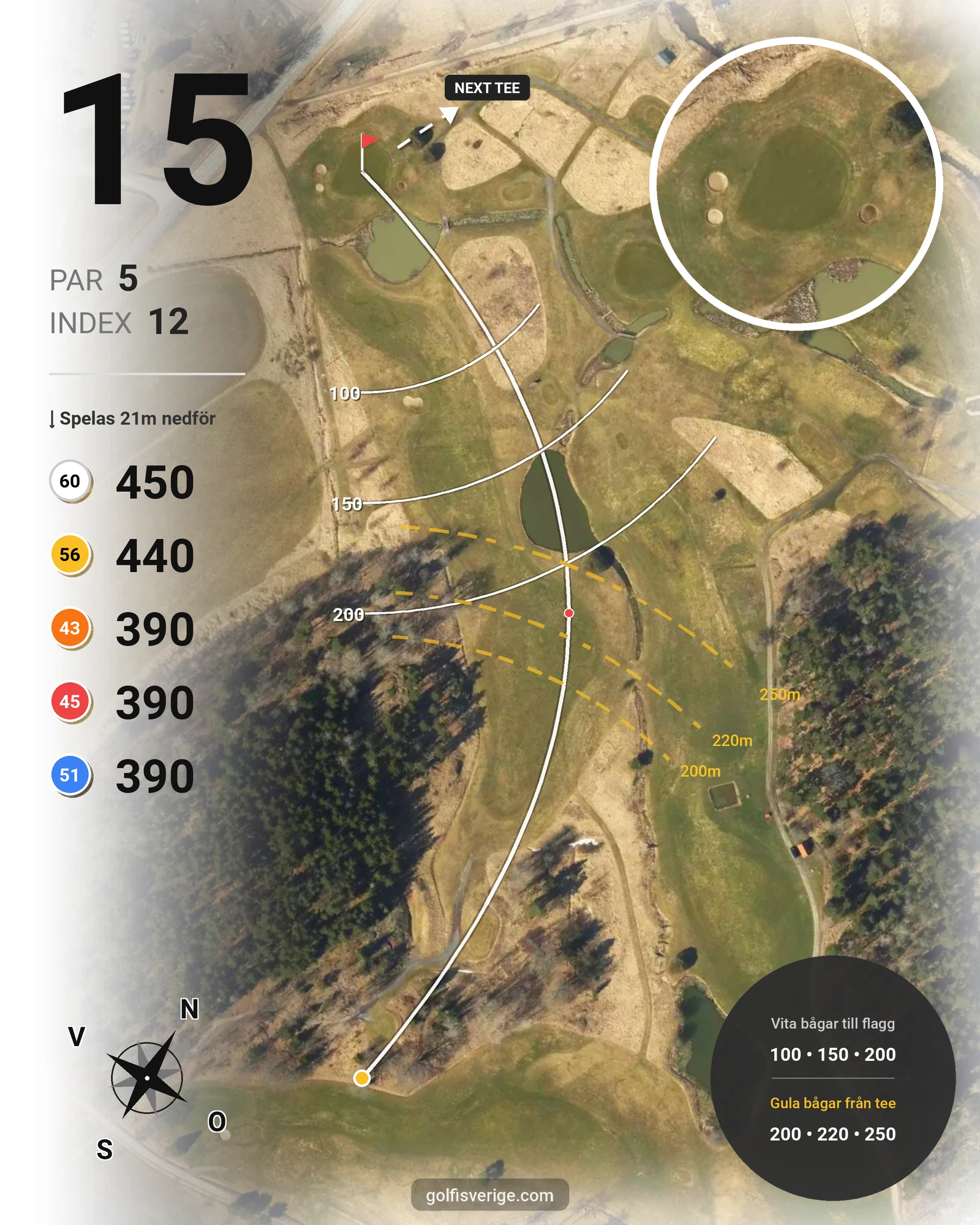 Banguide Strandbanan på HaningeStrand Golfklubb - Hål 15 karta