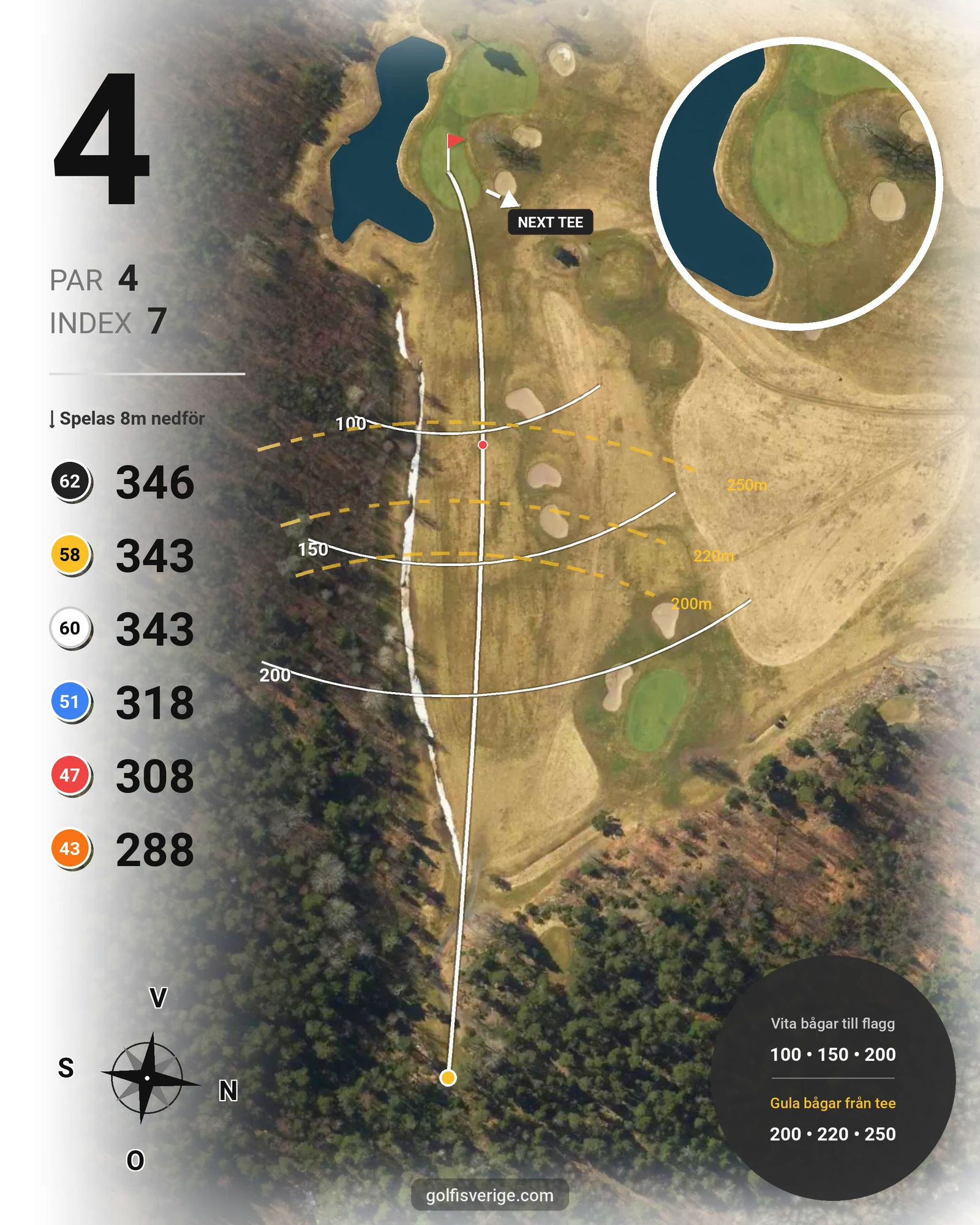 Banguide Husbybanan på HaningeStrand Golfklubb - Hål 4 karta