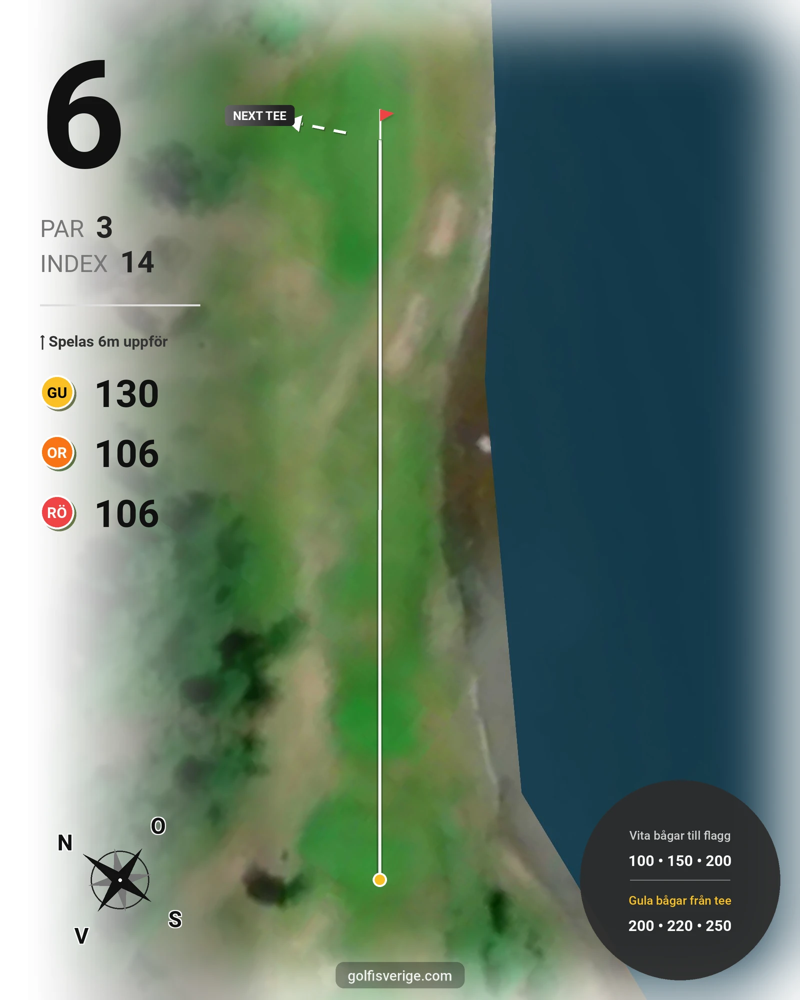 Banguide Härnösand Golfklubb hål 6 karta