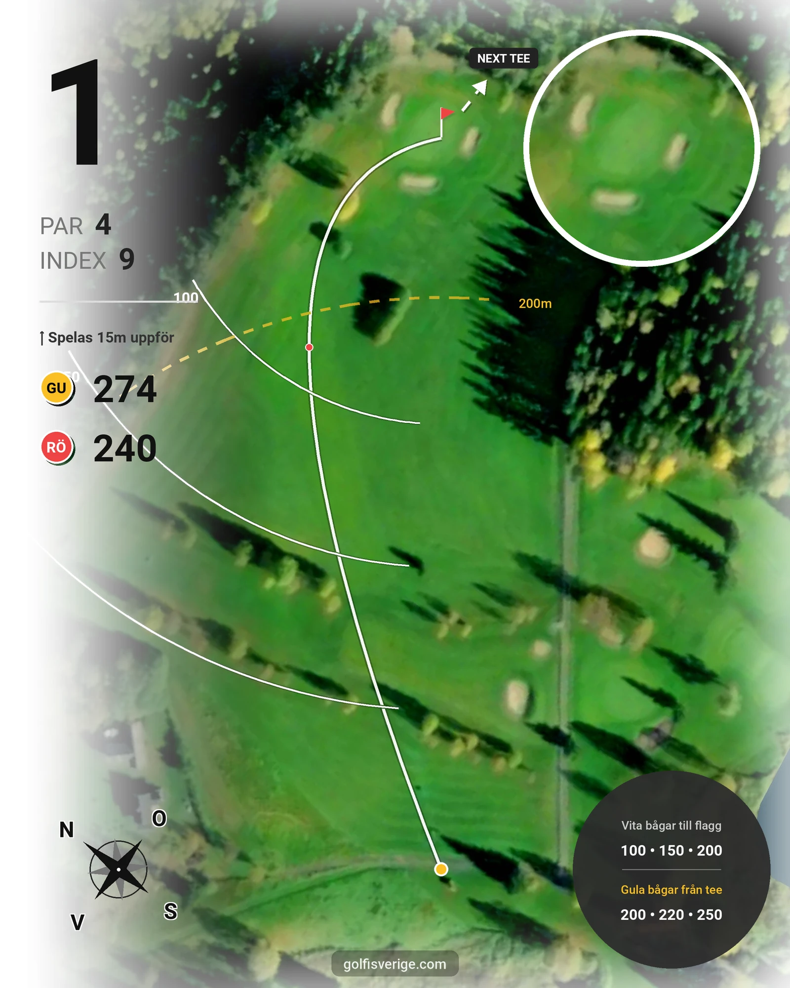 Banguide Hasselabygdens GK hål 1-18 på Hasselabygdens Golfklubb - Hål 1 karta