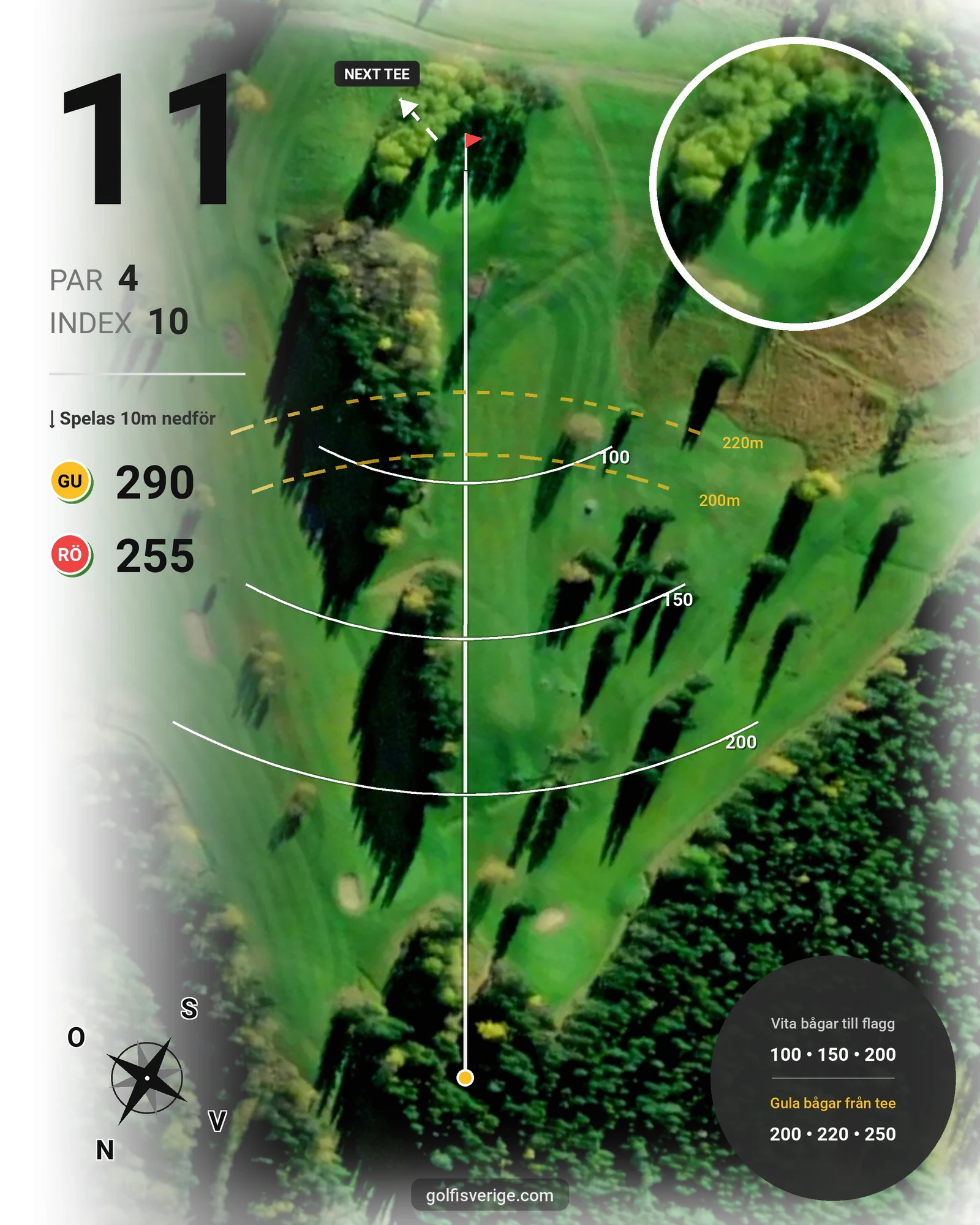 Banguide Hasselabygdens GK hål 1-18 på Hasselabygdens Golfklubb - Hål 11 karta