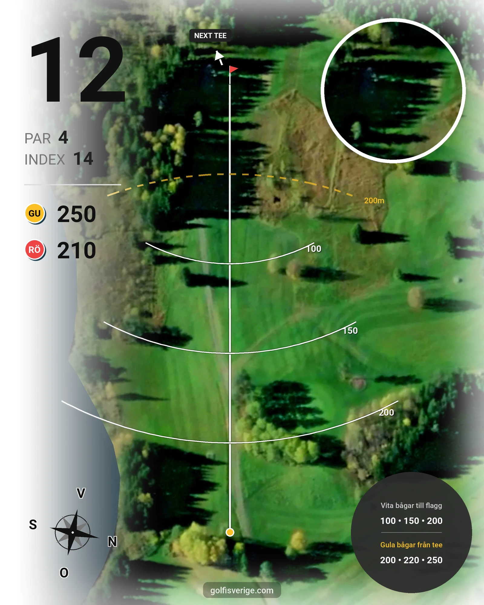Banguide Hasselabygdens GK hål 1-18 på Hasselabygdens Golfklubb - Hål 12 karta