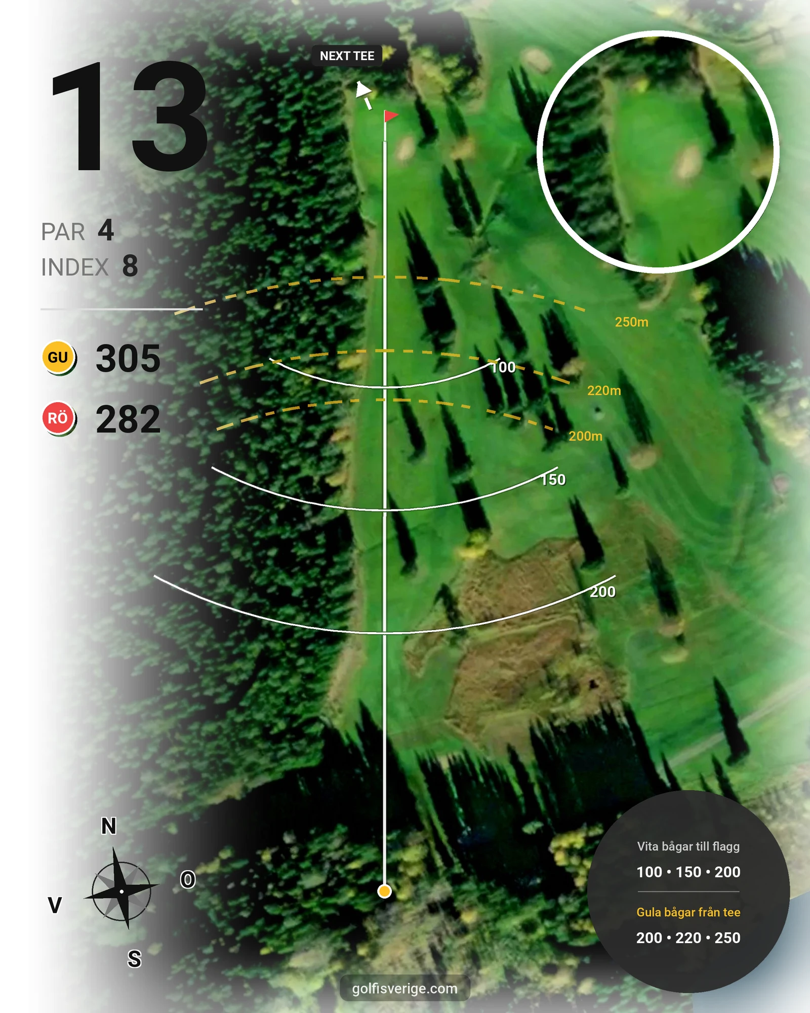 Banguide Hasselabygdens GK hål 1-18 på Hasselabygdens Golfklubb - Hål 13 karta