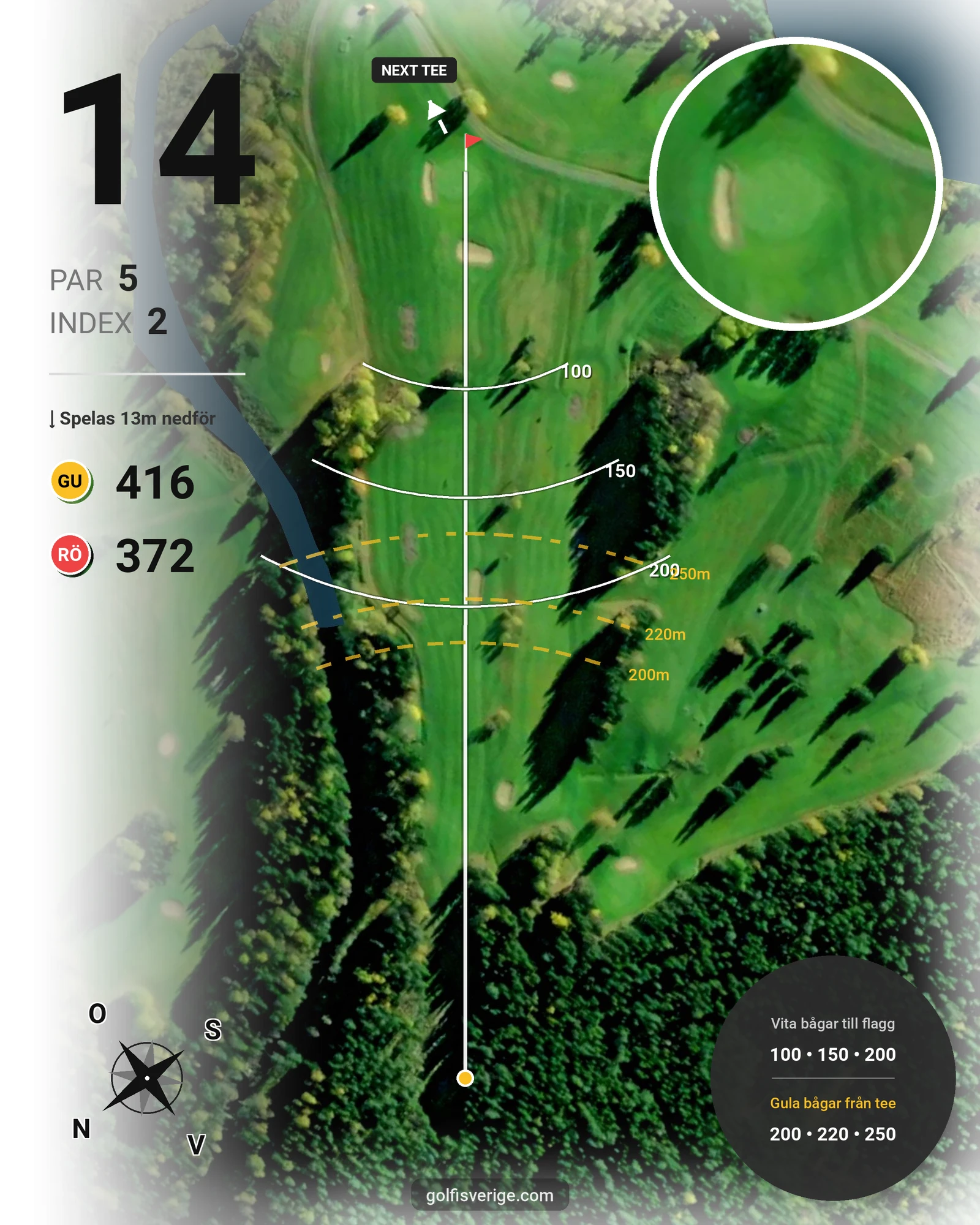 Banguide Hasselabygdens GK hål 1-18 på Hasselabygdens Golfklubb - Hål 14 karta