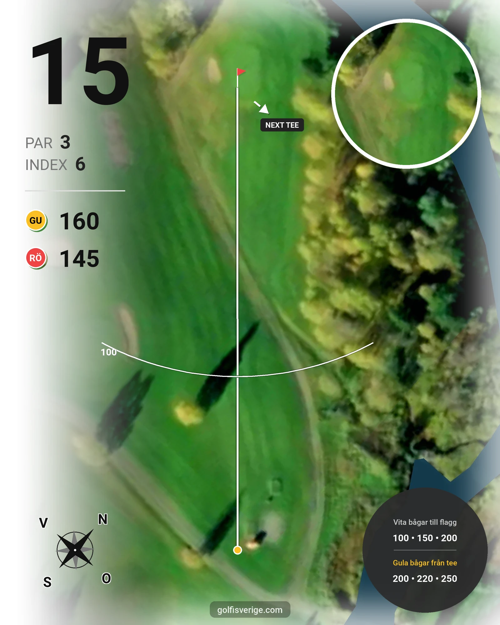 Banguide Hasselabygdens GK hål 1-18 på Hasselabygdens Golfklubb - Hål 15 karta