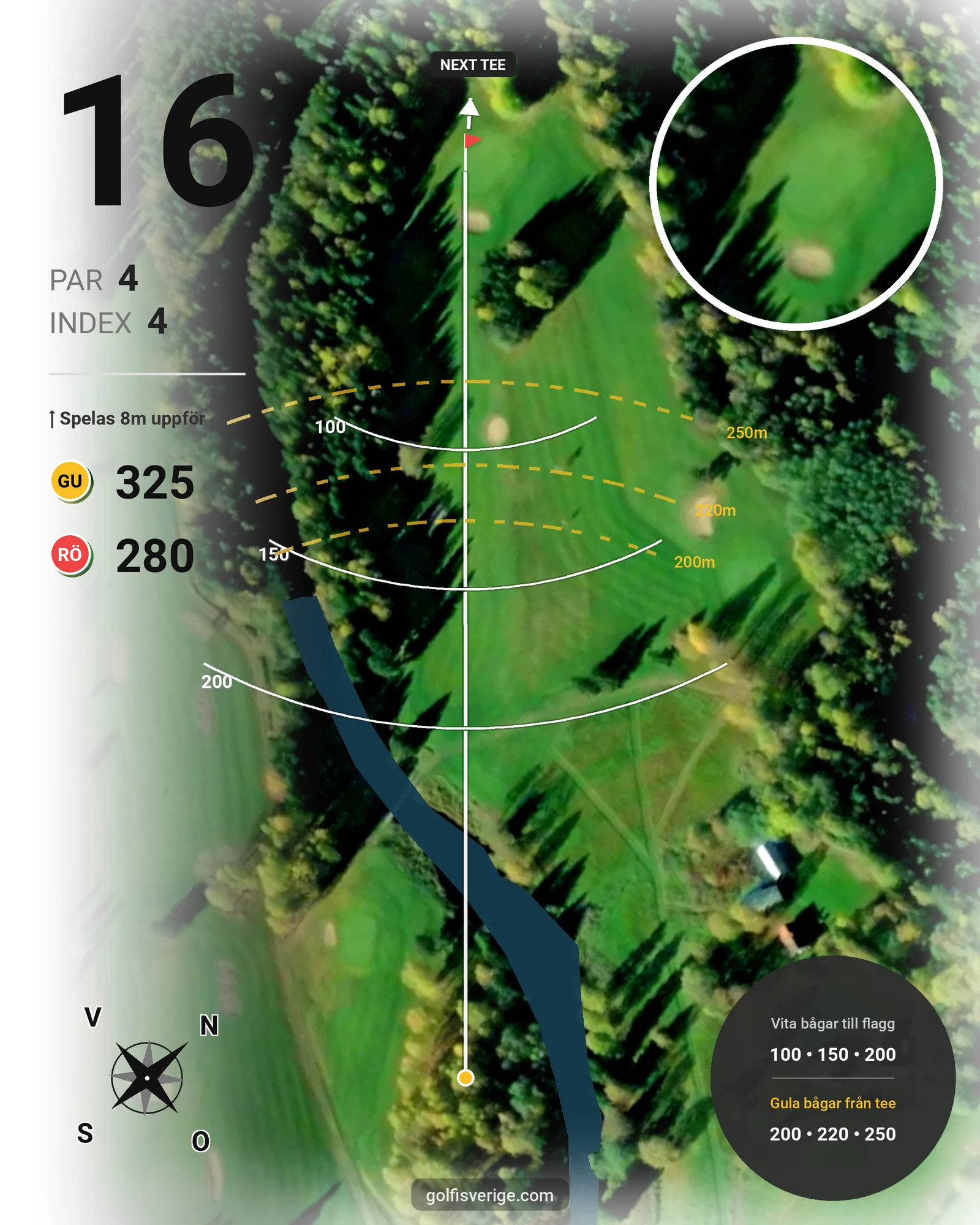Banguide Hasselabygdens GK hål 1-18 på Hasselabygdens Golfklubb - Hål 16 karta