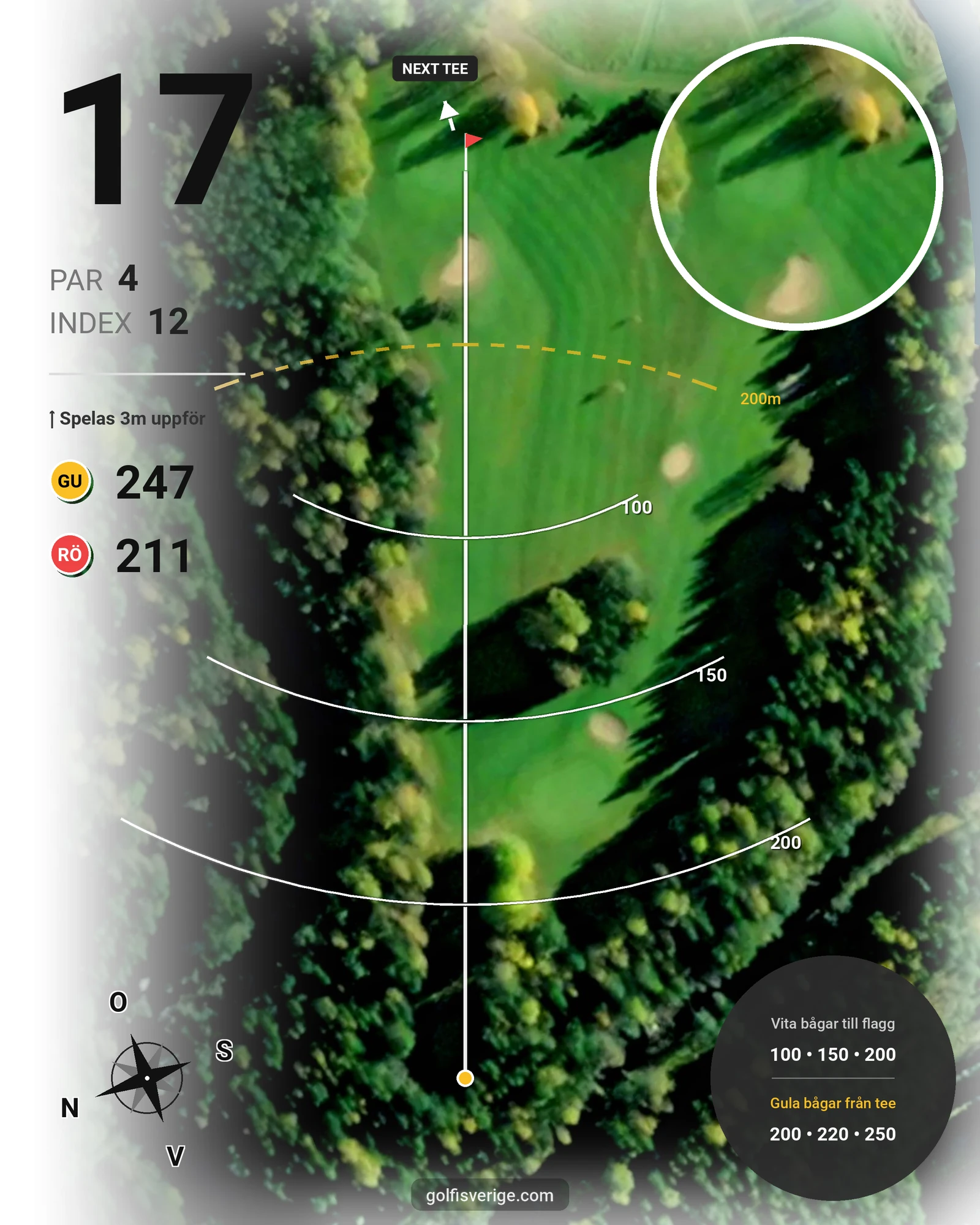 Banguide Hasselabygdens GK hål 1-18 på Hasselabygdens Golfklubb - Hål 17 karta