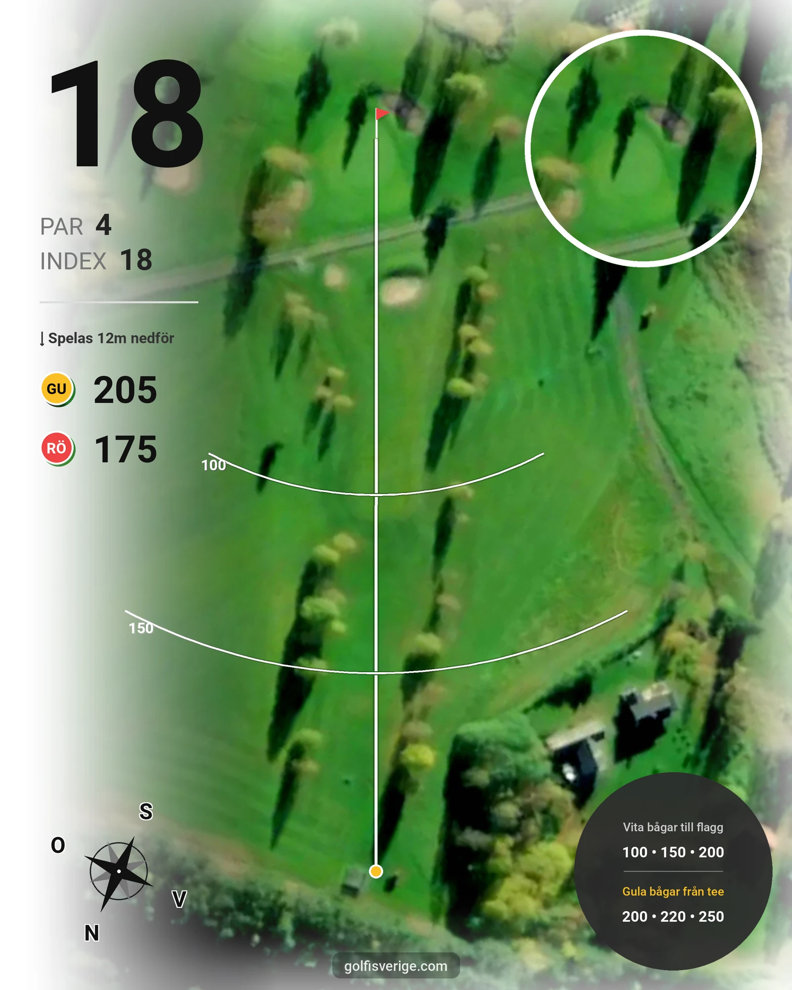 Banguide Hasselabygdens GK hål 1-18 på Hasselabygdens Golfklubb - Hål 18 karta
