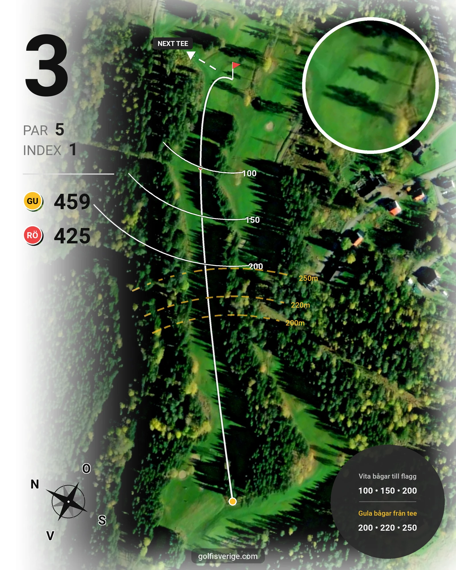 Banguide Hasselabygdens GK hål 1-18 på Hasselabygdens Golfklubb - Hål 3 karta
