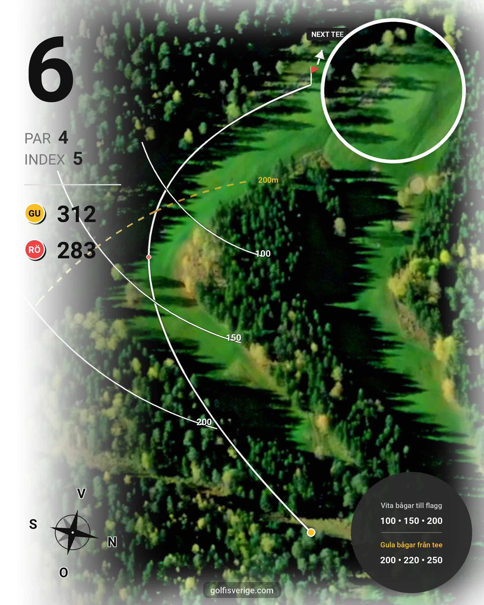 Banguide Hasselabygdens GK hål 1-18 på Hasselabygdens Golfklubb - Hål 6 karta