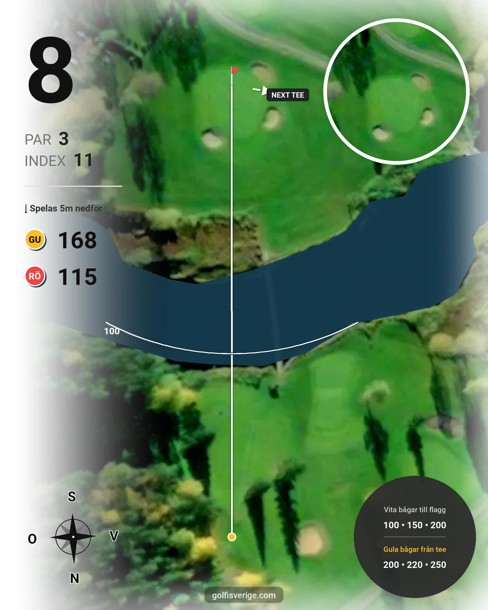 Banguide Hasselabygdens GK hål 1-18 på Hasselabygdens Golfklubb - Hål 8 karta