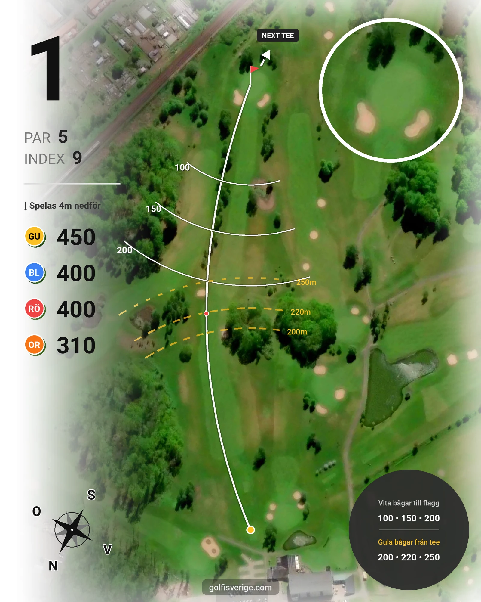 Banguide Hässlegårdens Golfklubb på Hässlegårdens Golfklubb - Hål 1 karta
