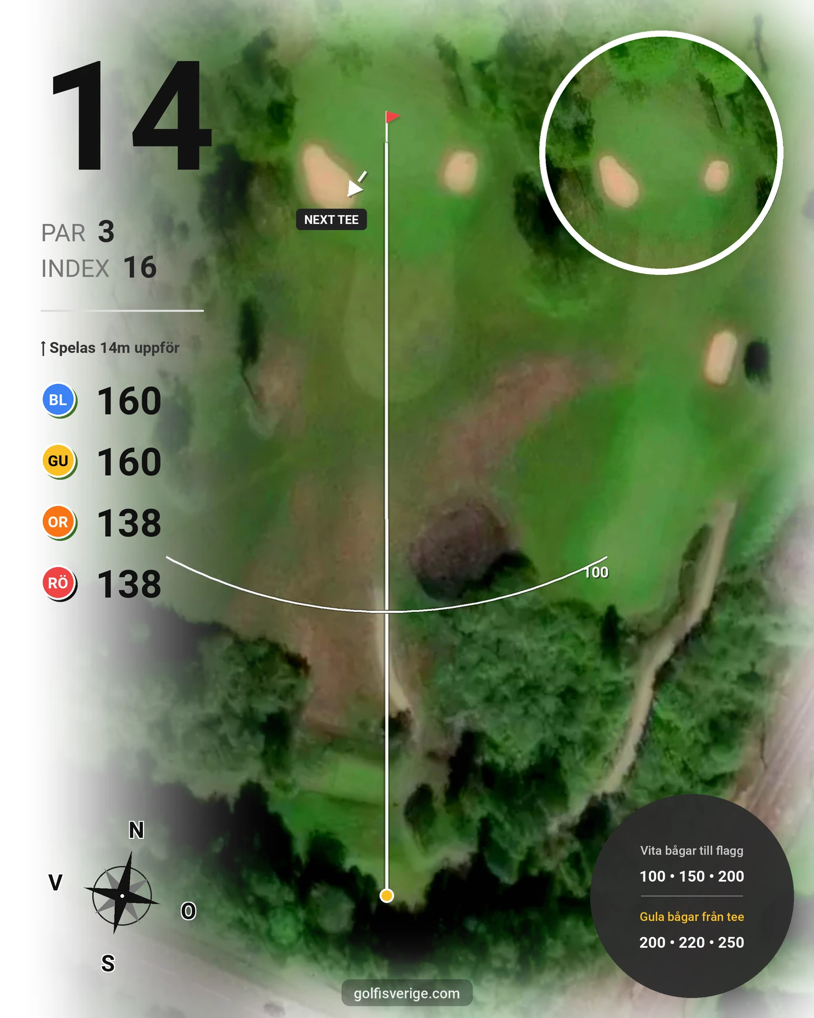 Banguide Hässlegårdens Golfklubb på Hässlegårdens Golfklubb - Hål 14 karta