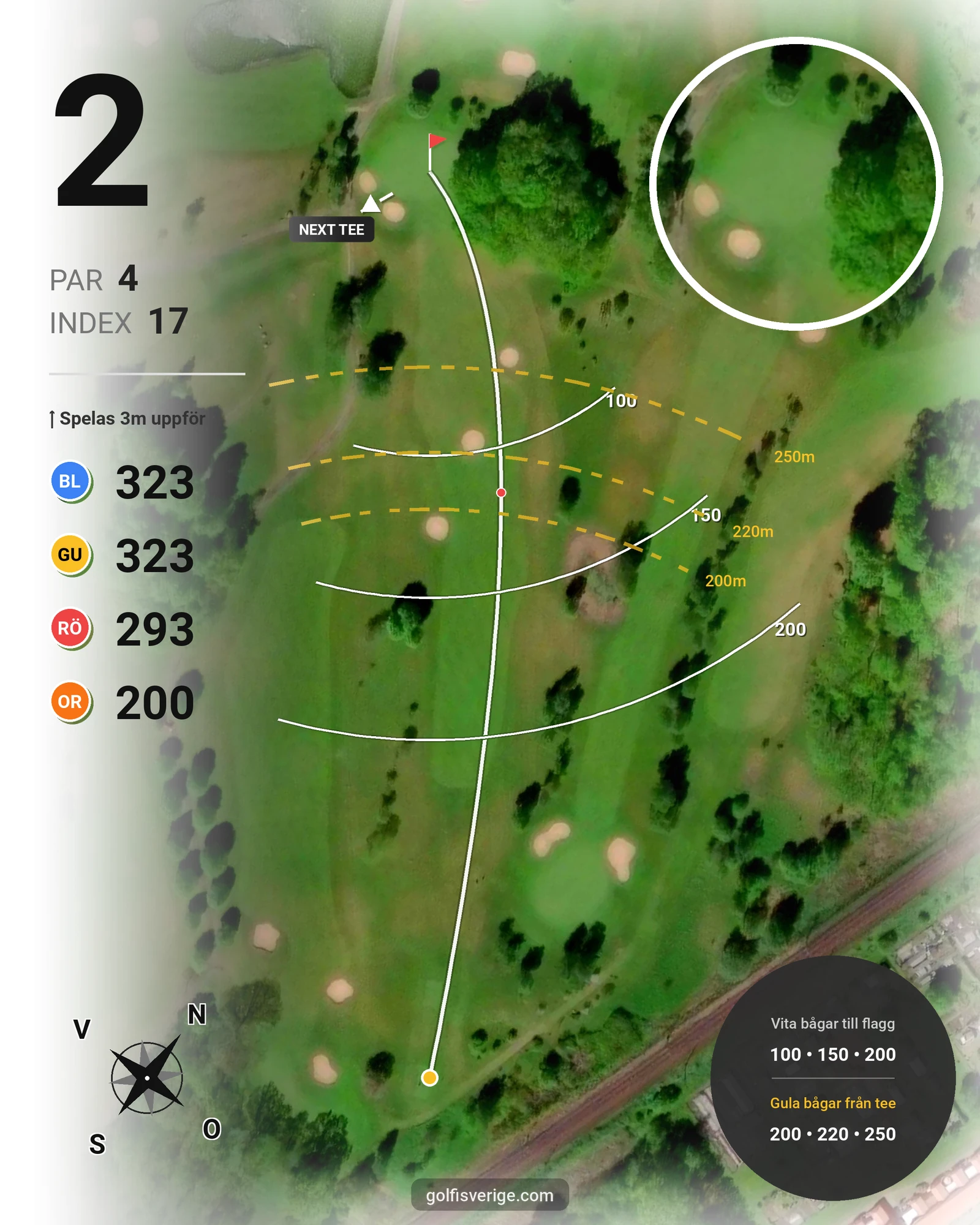 Banguide Hässlegårdens Golfklubb på Hässlegårdens Golfklubb - Hål 2 karta