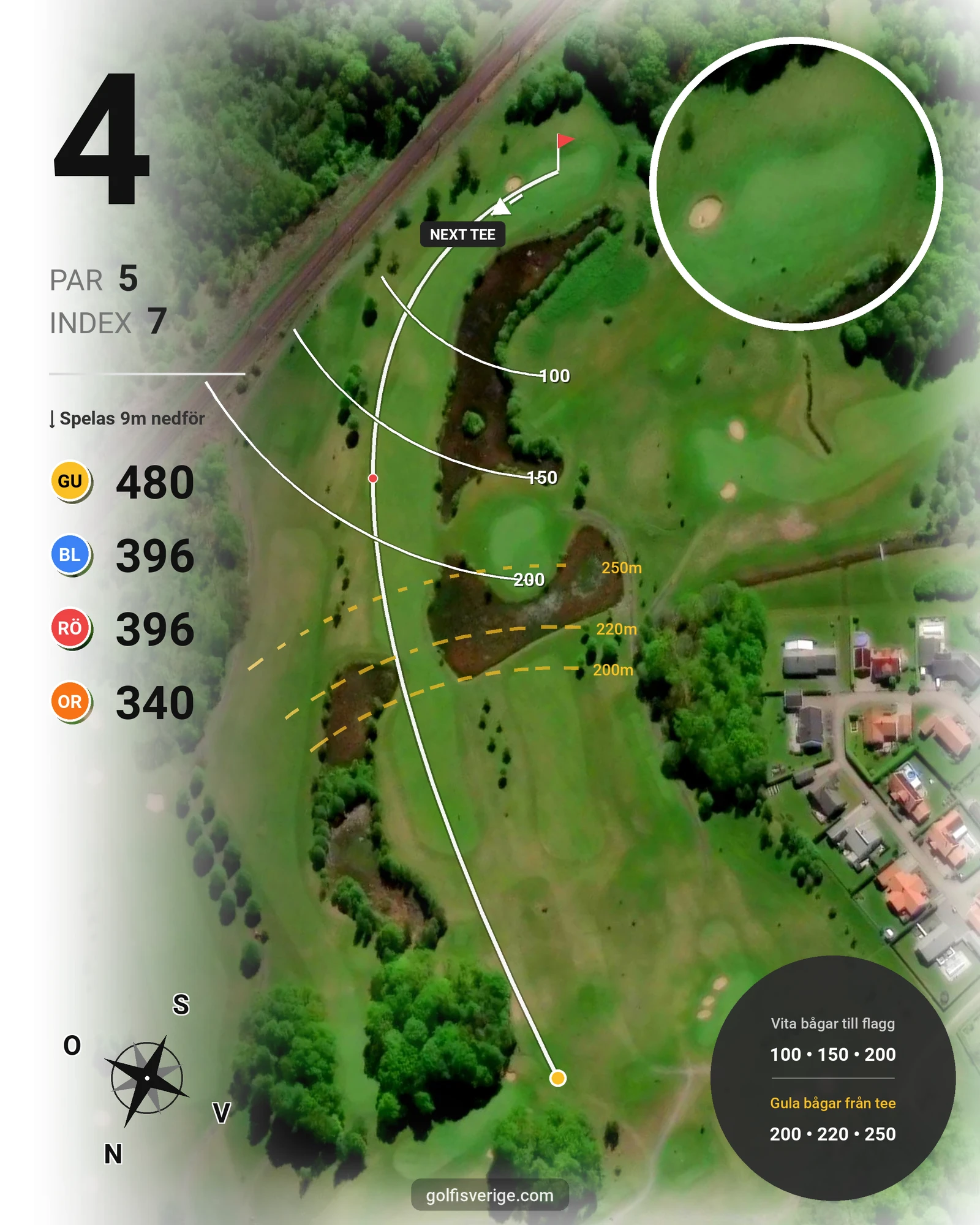 Banguide Hässlegårdens Golfklubb på Hässlegårdens Golfklubb - Hål 4 karta
