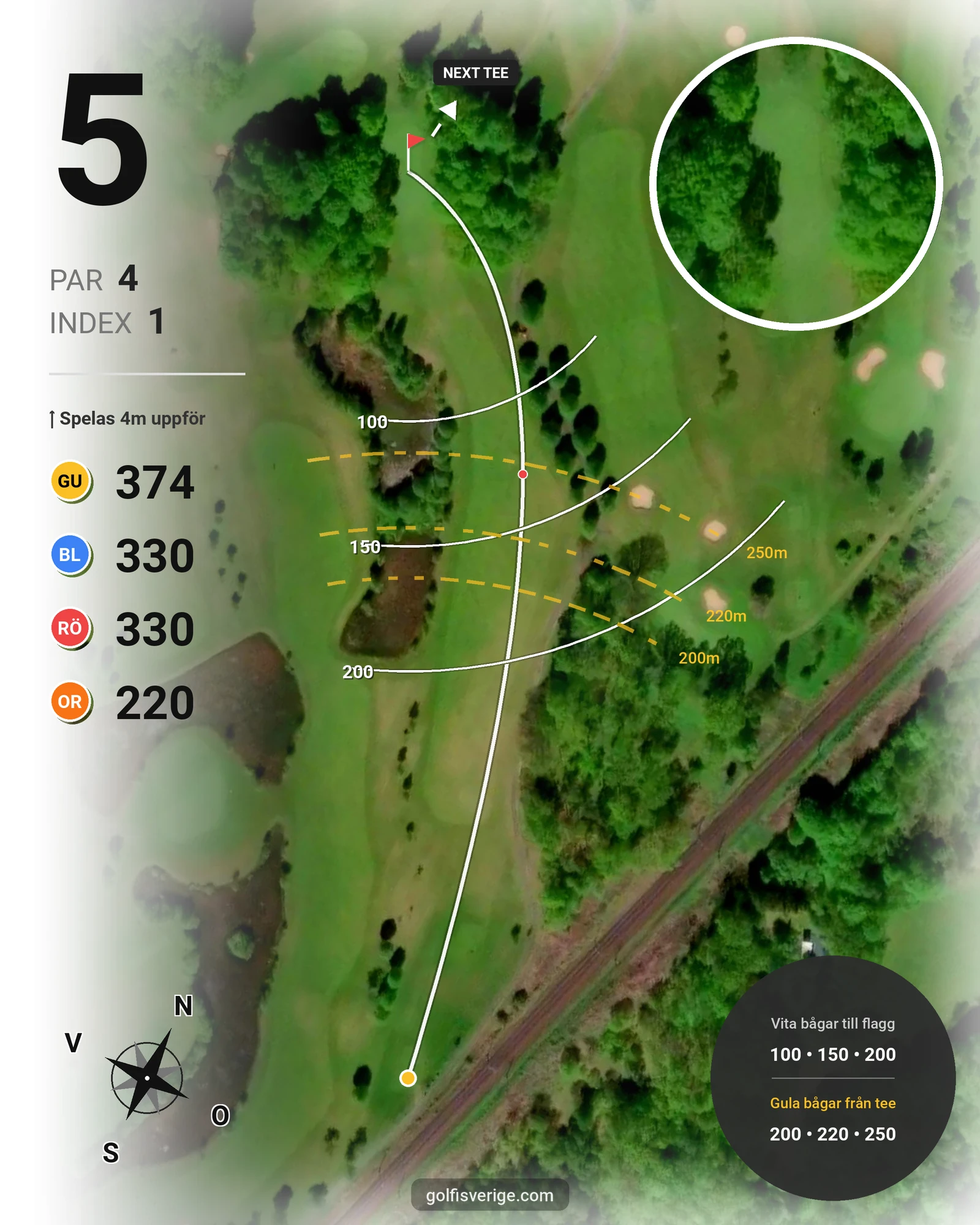 Banguide Hässlegårdens Golfklubb på Hässlegårdens Golfklubb - Hål 5 karta