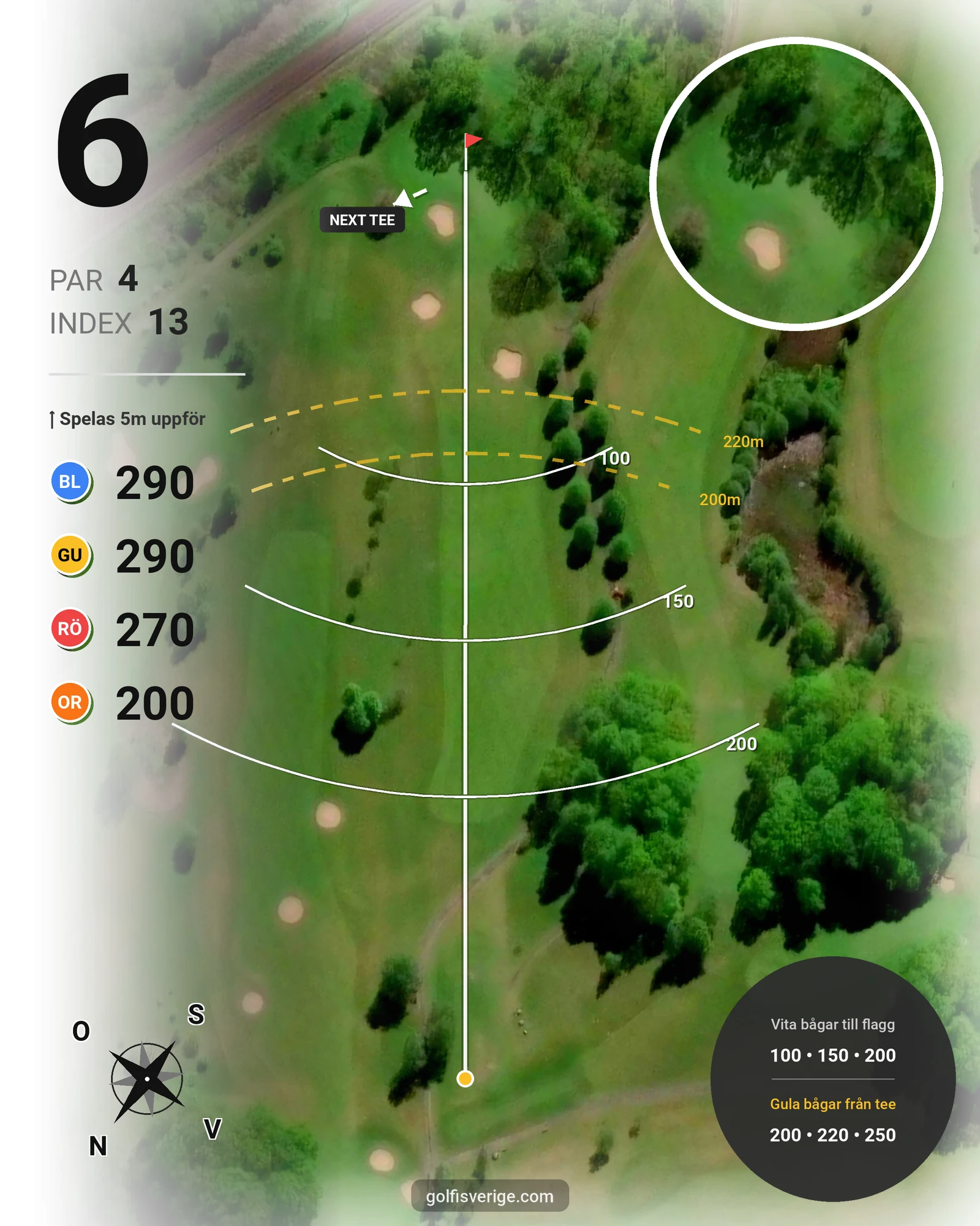 Banguide Hässlegårdens Golfklubb på Hässlegårdens Golfklubb - Hål 6 karta